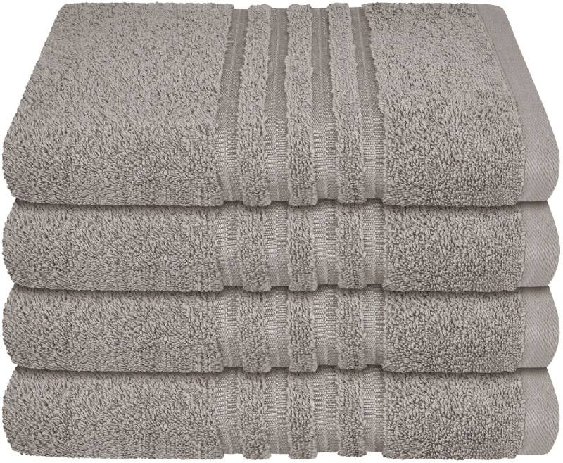 Schiesser Handtücher »Milano aus 100% Baumwolle mit eleganter Bordüre in Hoch-Tief-Optik«, (Set, 4 St., 4er Set Handtücher 50 x 100 cm), Made in Green von Schiesser