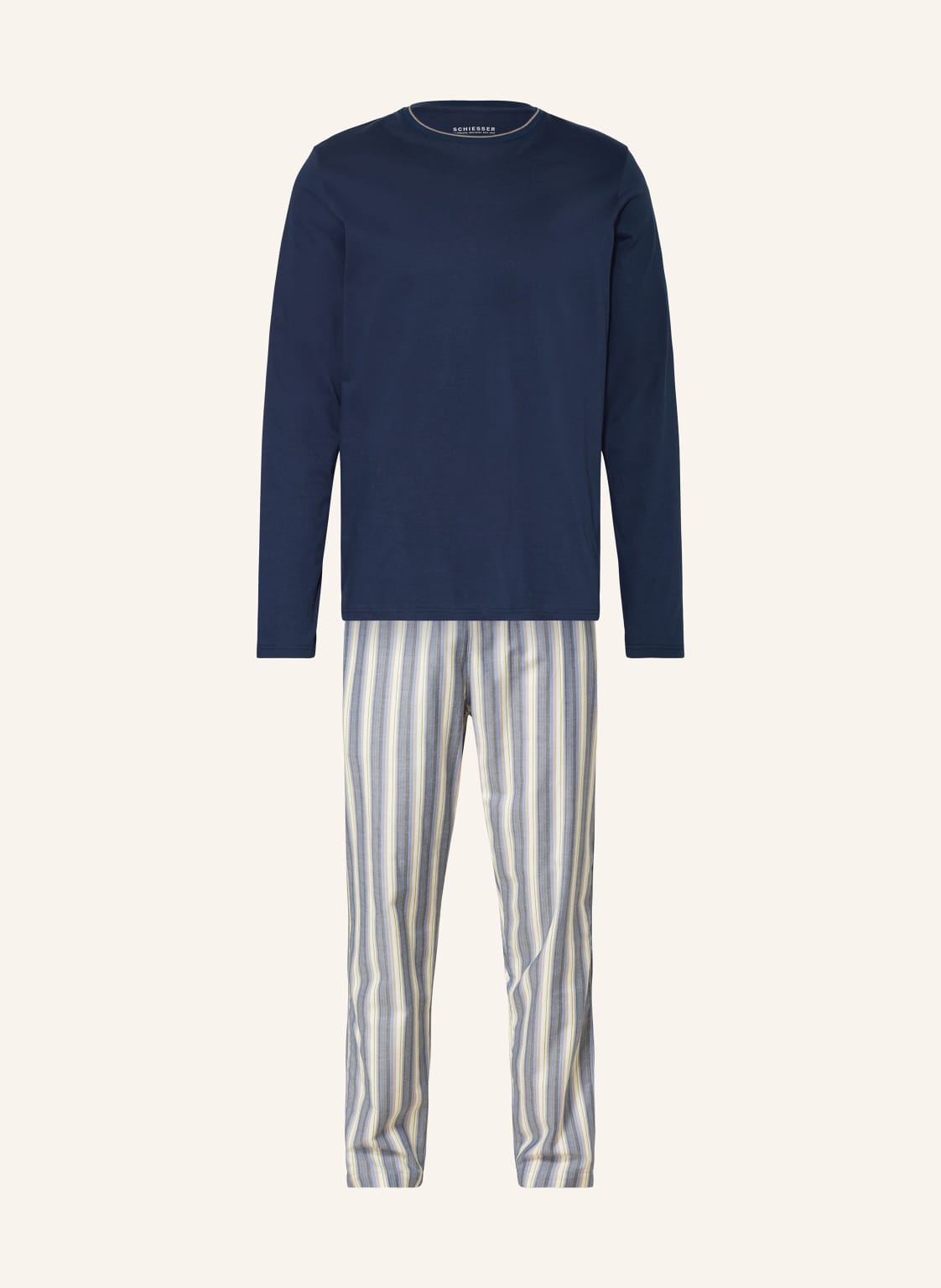 Schiesser Schlafanzug Organic Cotton Streifen Admiral - Selected! Premium blau von Schiesser
