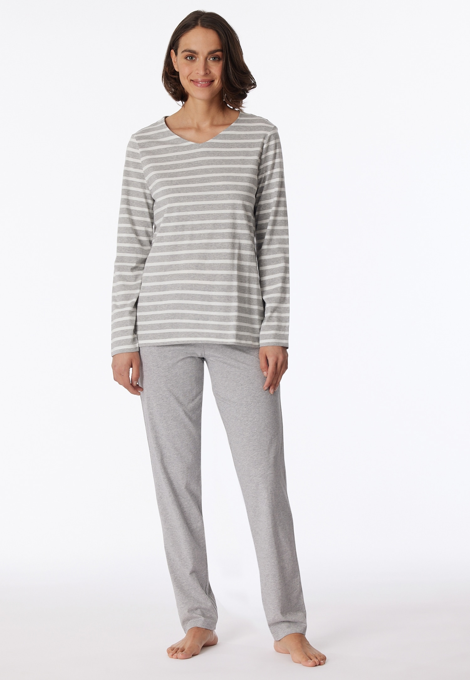 Schiesser Pyjama »"Casual Essentials"«, (2 tlg.), mit Streifen und V-Ausschnitt von Schiesser