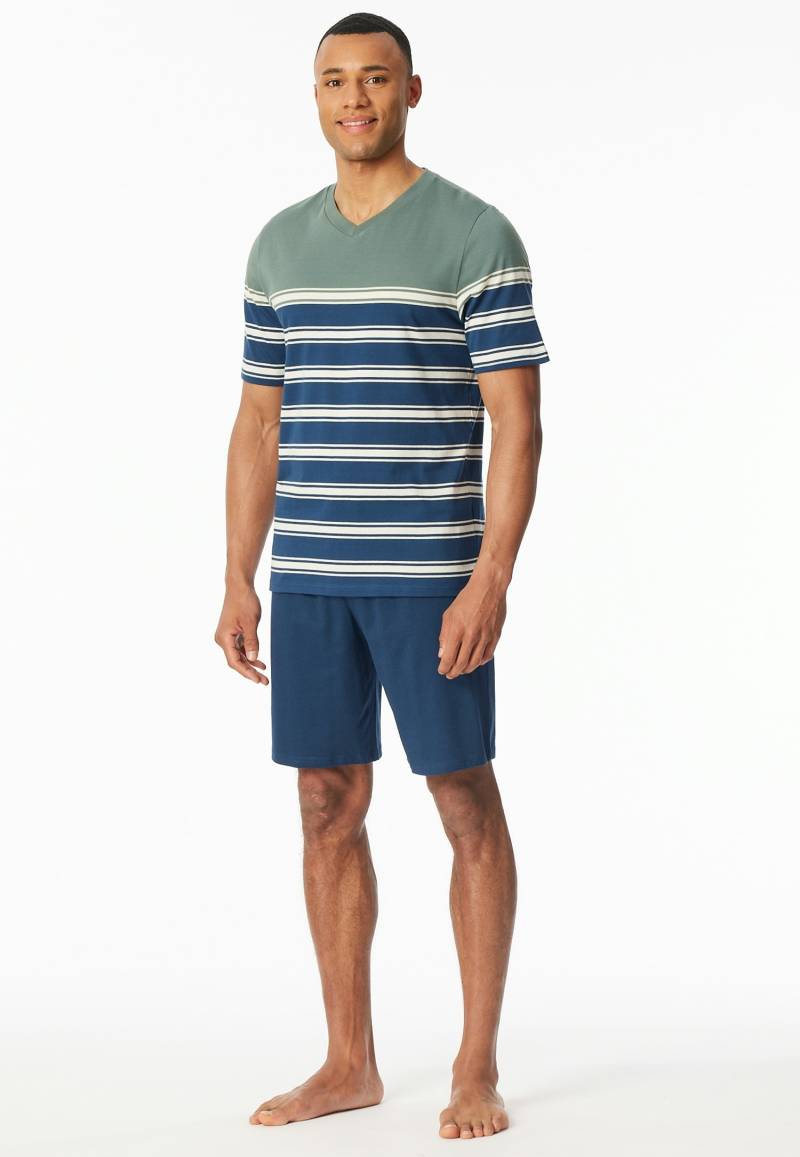 Schiesser Shorty »"Casual Nightwear"«, (2 tlg.), Shirt mit V-Ausschnitt und platzierten Ringeln von Schiesser