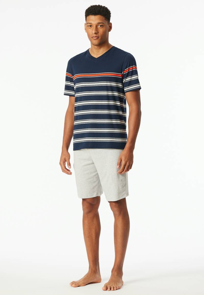 Schiesser Shorty »"Casual Nightwear"«, (2 tlg.), Shirt mit V-Ausschnitt und platzierten Ringeln von Schiesser