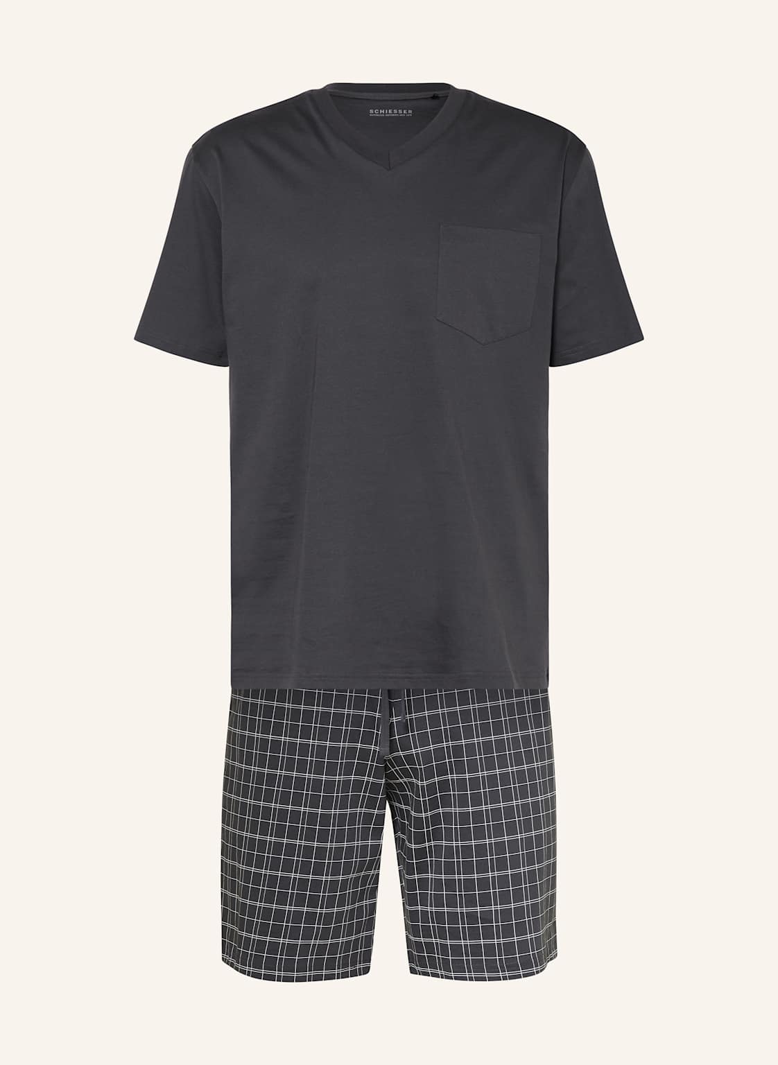 Schiesser Shorty-Schlafanzug Ebony grau Schiesser Shorty-Schlafanzug Ebony grau von Schiesser