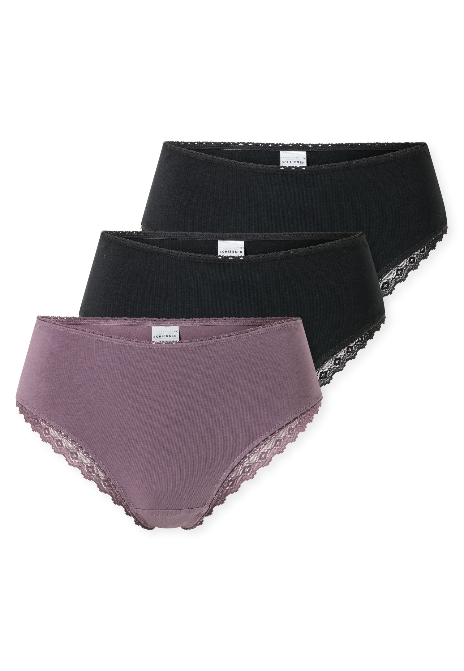 Schiesser Brasilslip »Modern Multipacks«, (3er Pack), Feminine Spitzenbänder an Bund und Beinabschlüssen von Schiesser
