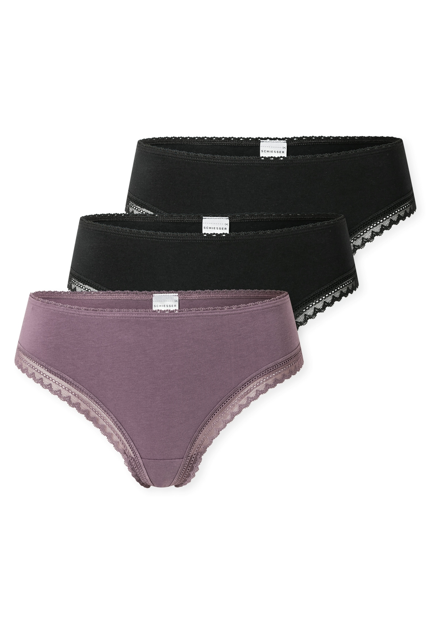 Schiesser String »Modern Multipacks«, (3er Pack), Feminine Spitzenbänder an Bund und Beinabschlu¨ssen von Schiesser