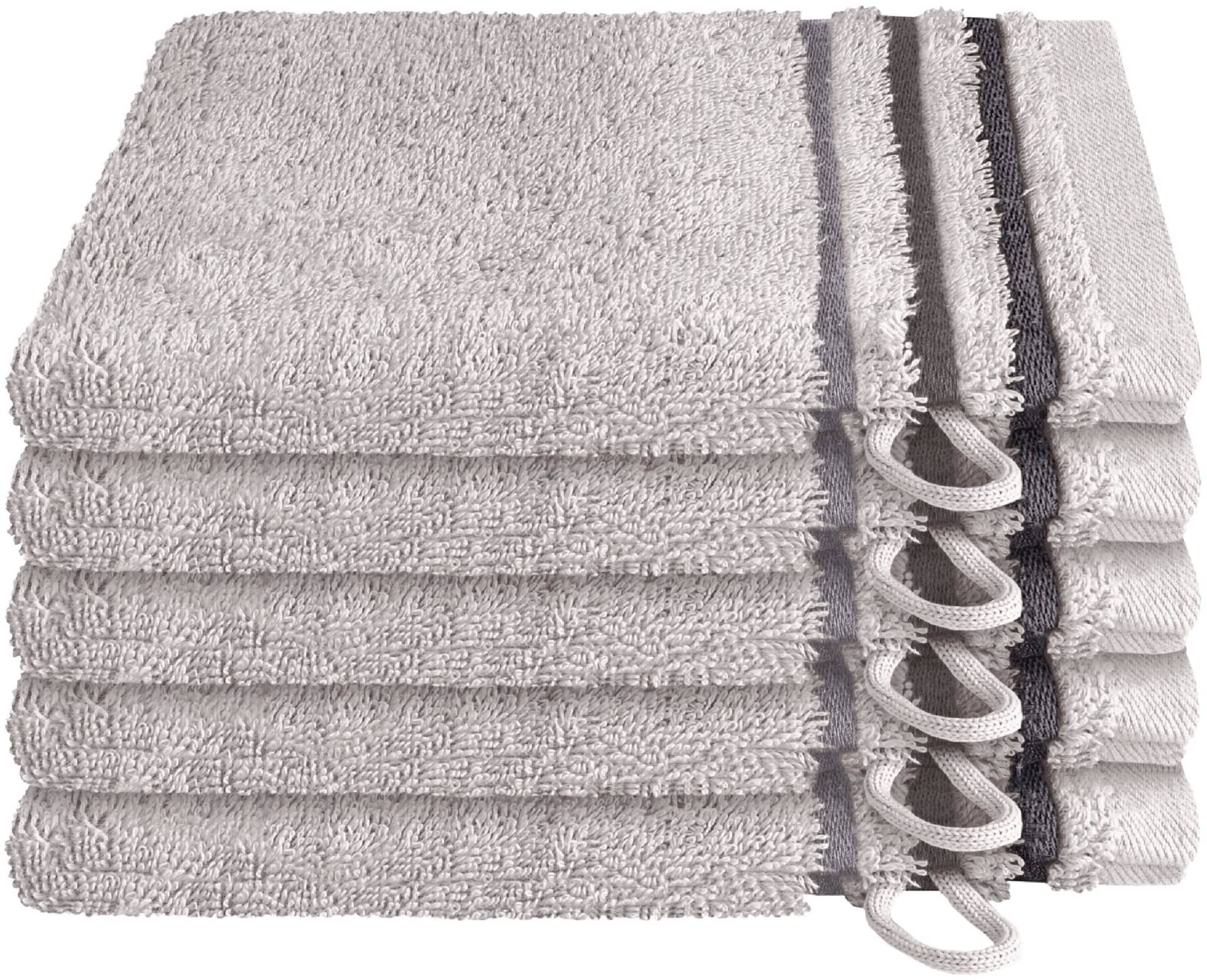 Schiesser Waschhandschuh »Skyline Color aus 100 % Baumwolle mit eleganter Streifenbordüre«, (5 St., 5 Waschhandschuhe (16x22 cm), MADE IN GREEN by OEKO-TEX® von Schiesser