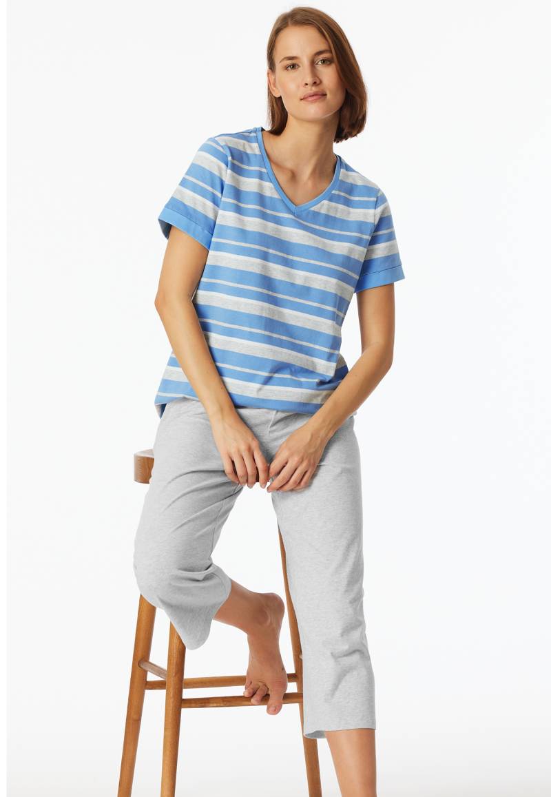 Schlafanzug 3/4-lang hellblau - Casual Essentials 48 von Schiesser