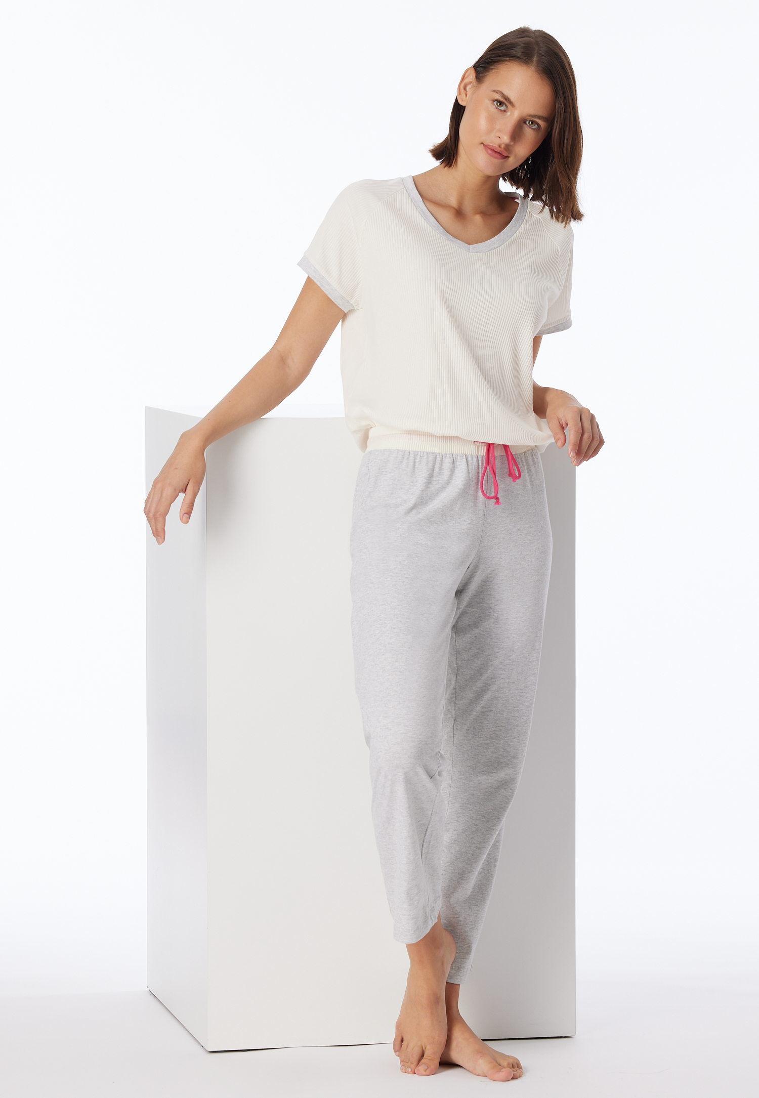 Schlafanzug 7/8-lang Bio-Baumwolle creme - Casual Nightwear 38 von Schiesser
