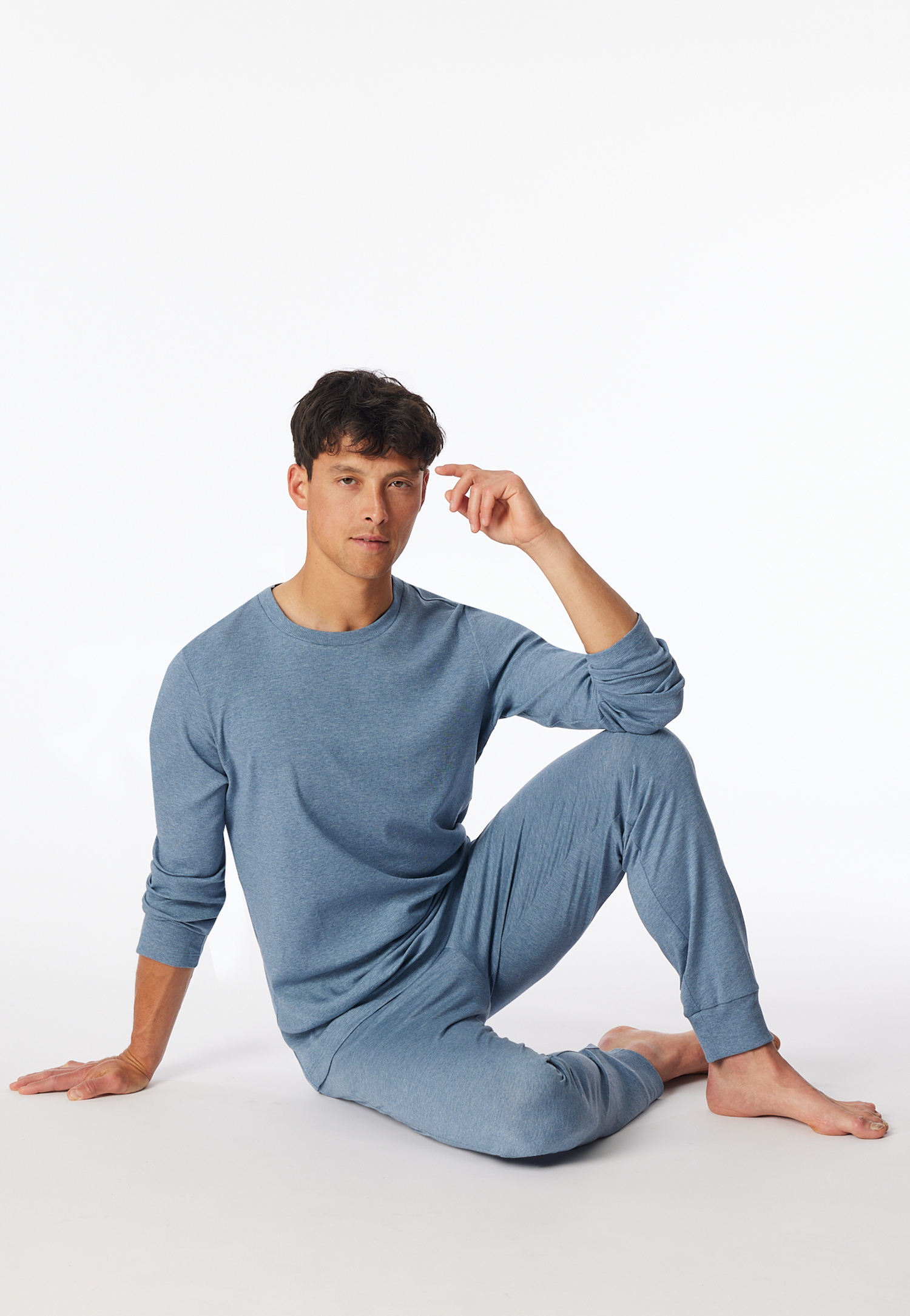 Schlafanzug Doppelripp & Jersey lang Bündchen blau-jaspe - Modern Nightwear 50 Schlafanzug Doppelripp & Jersey lang Bündchen blau-jaspe - Modern Nightwear 50 von Schiesser