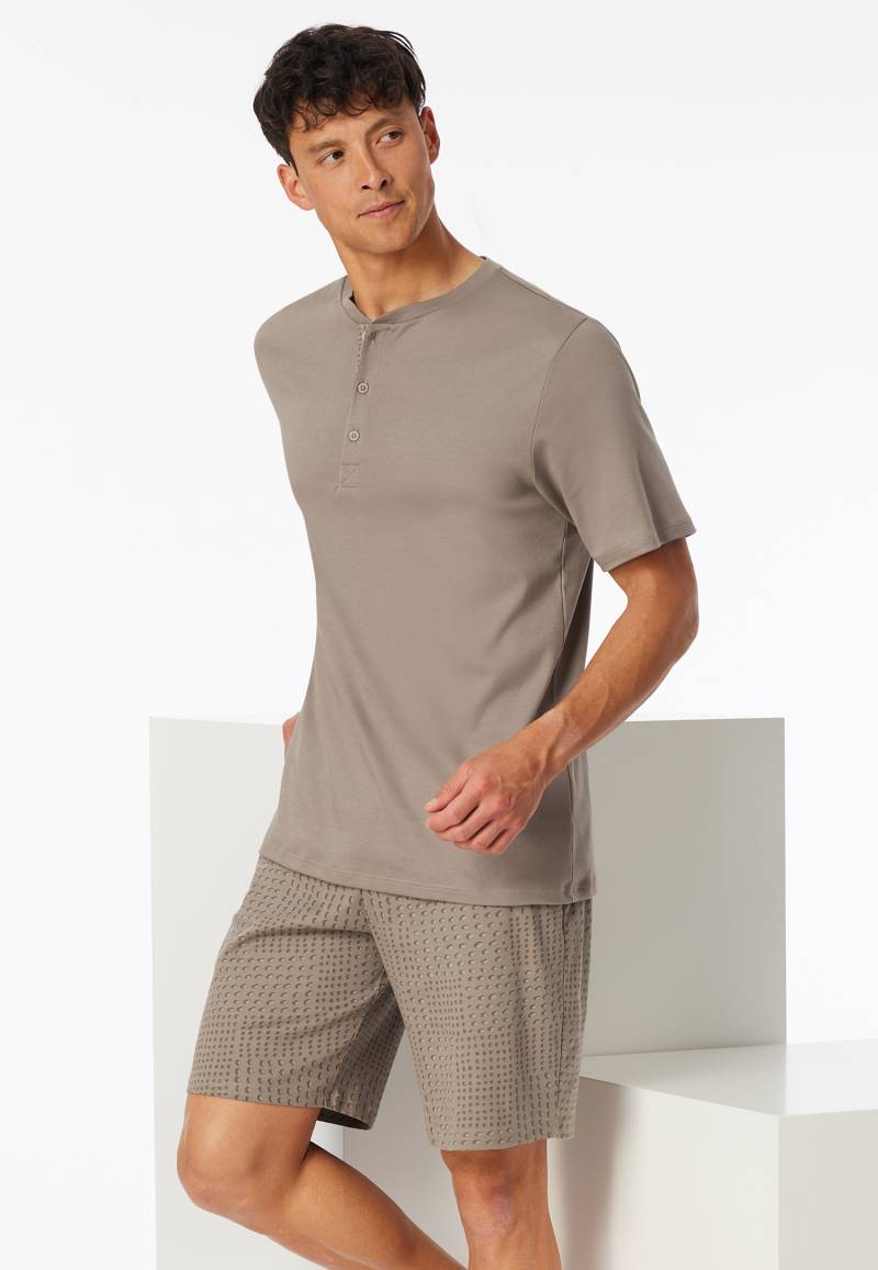 Schlafanzug kurz Knopfleiste clay - Fine Interlock 48 von Schiesser