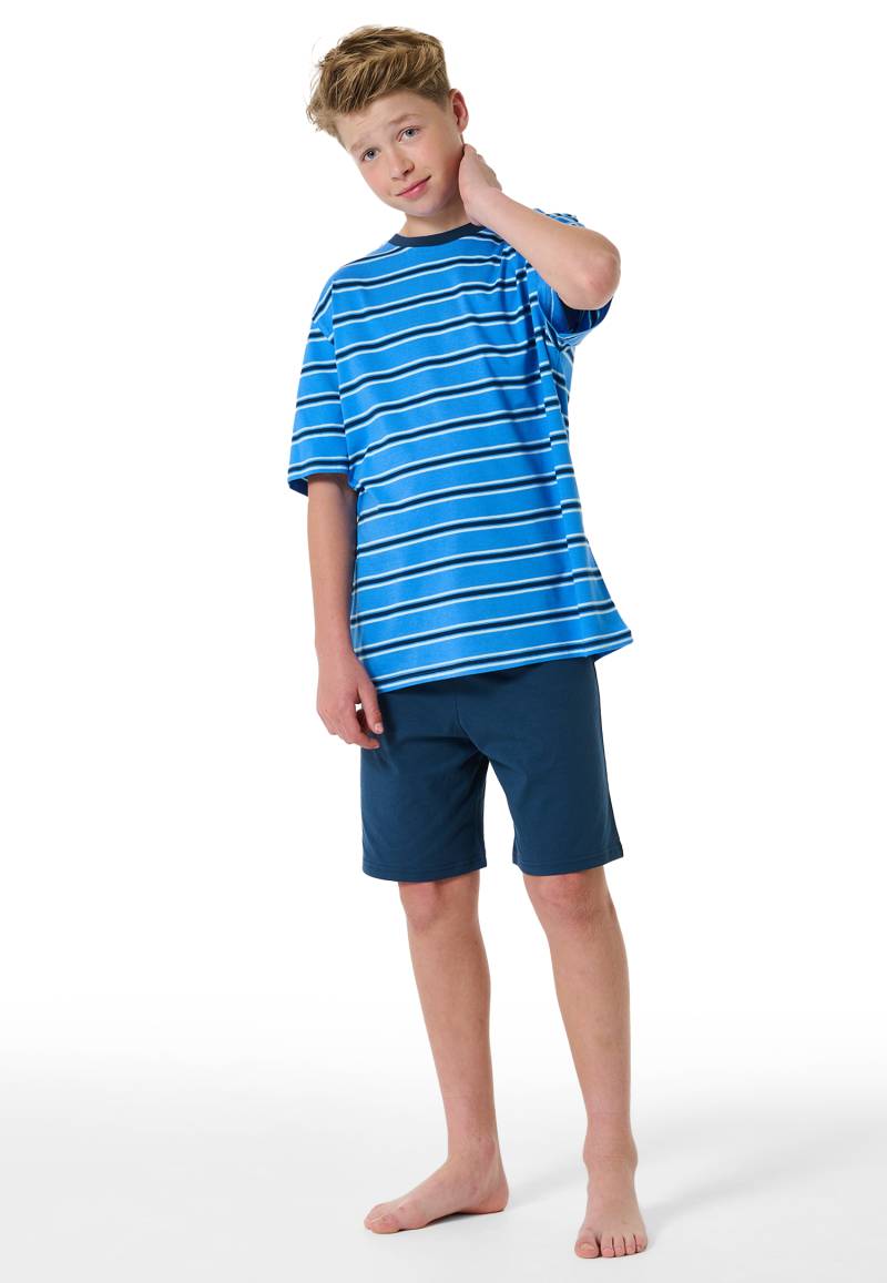 Schlafanzug kurz Organic Cotton Streifen aquarium - Nightwear 164 von Schiesser