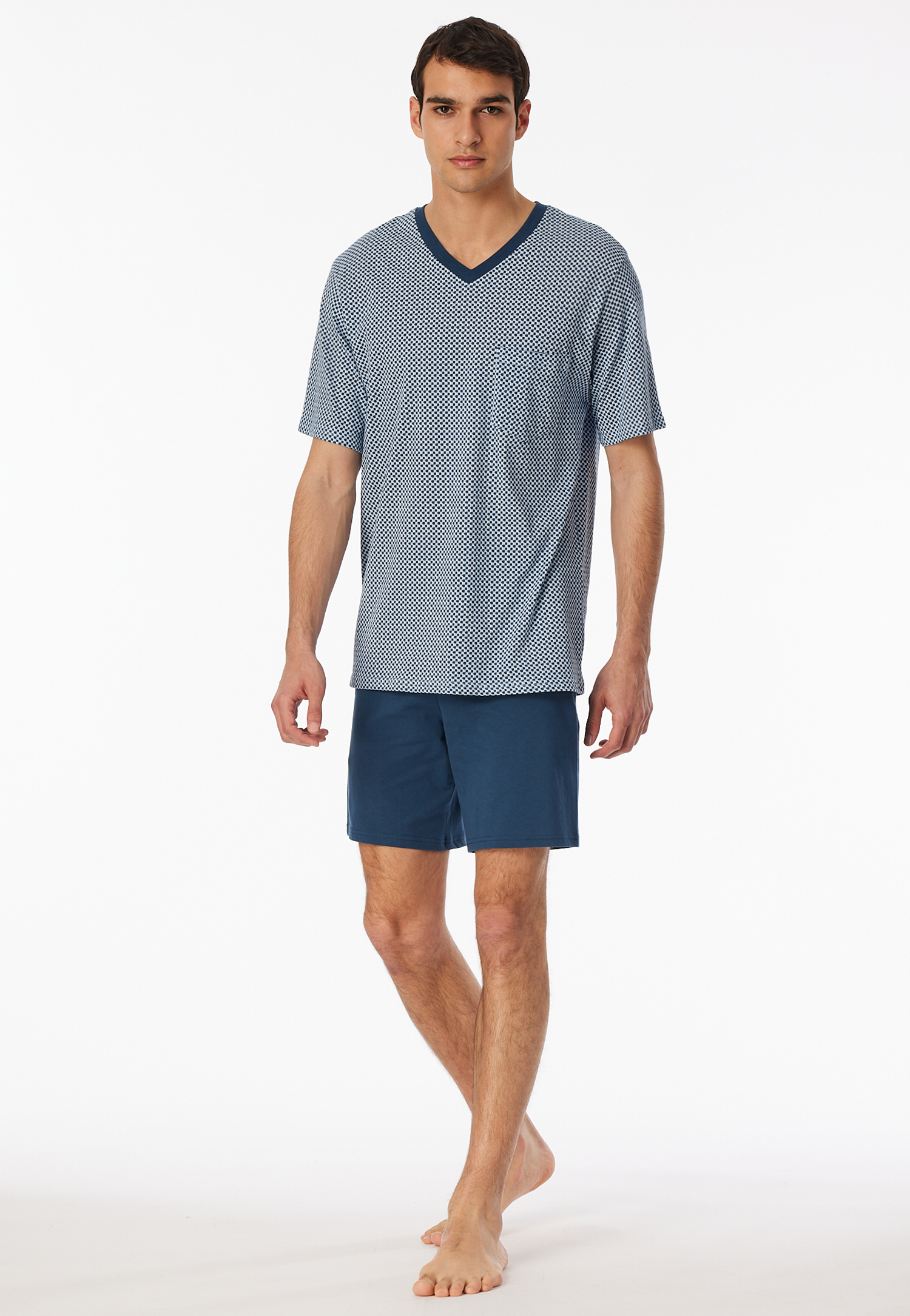 Schlafanzug kurz Organic Cotton V-Ausschnitt Brusttasche air kariert - Comfort Nightwear 54 Schlafanzug kurz Organic Cotton V-Ausschnitt Brusttasche air kariert - Comfort Nightwear 54 von Schiesser