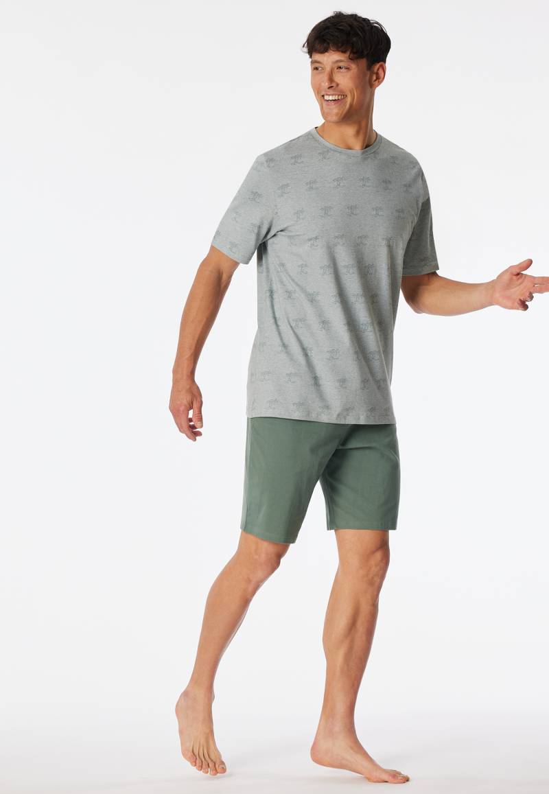 Schlafanzug kurz Palmen khaki - 95/5 48 von Schiesser