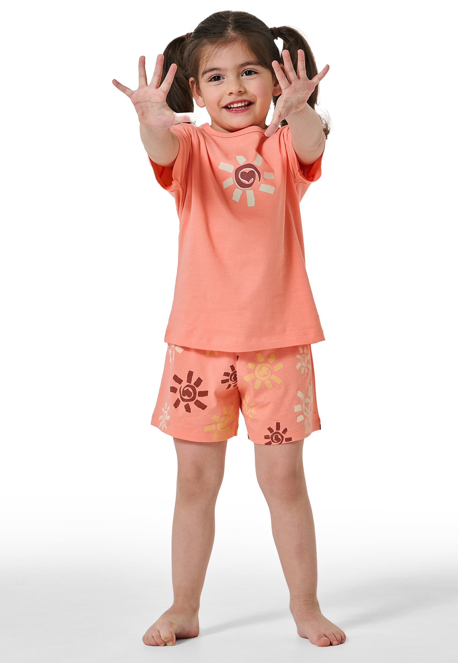 Schlafanzug kurz Sonne apricot - Girls World 128 von Schiesser