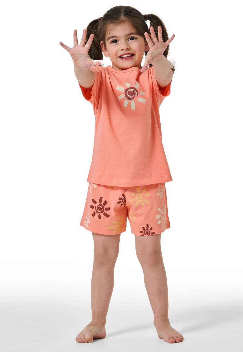 Schlafanzug kurz Sonne apricot - Girls World 128 von Schiesser