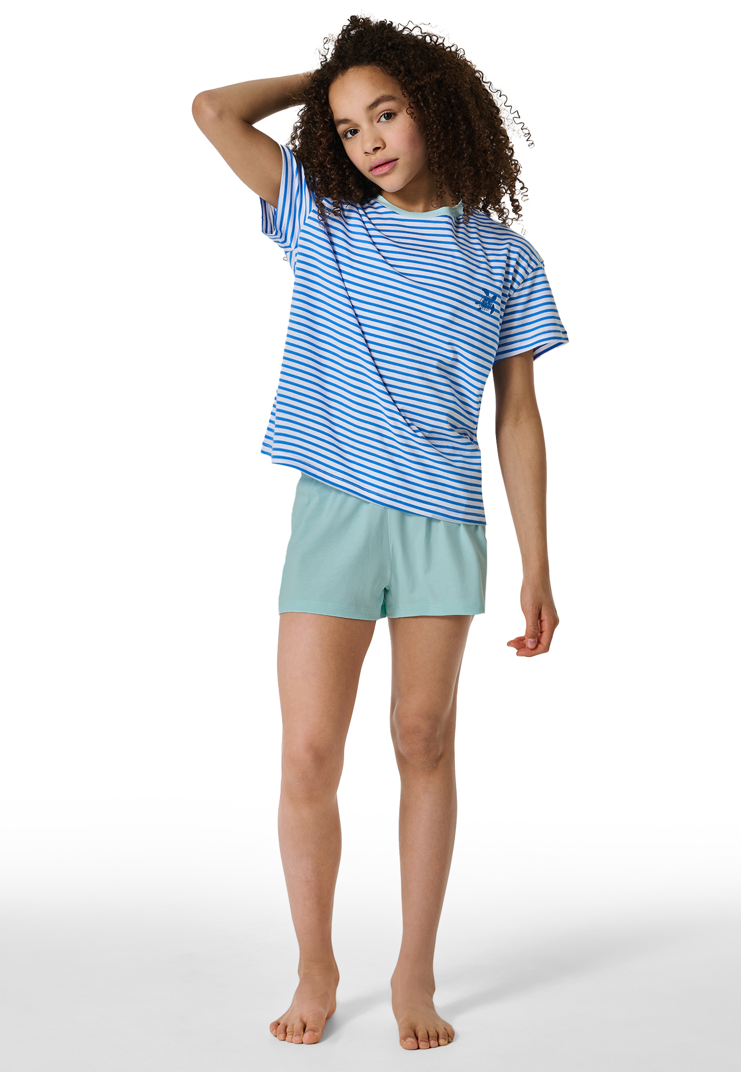 Schlafanzug kurz Streifen Schildkröte aquarium - Nightwear 152 von Schiesser
