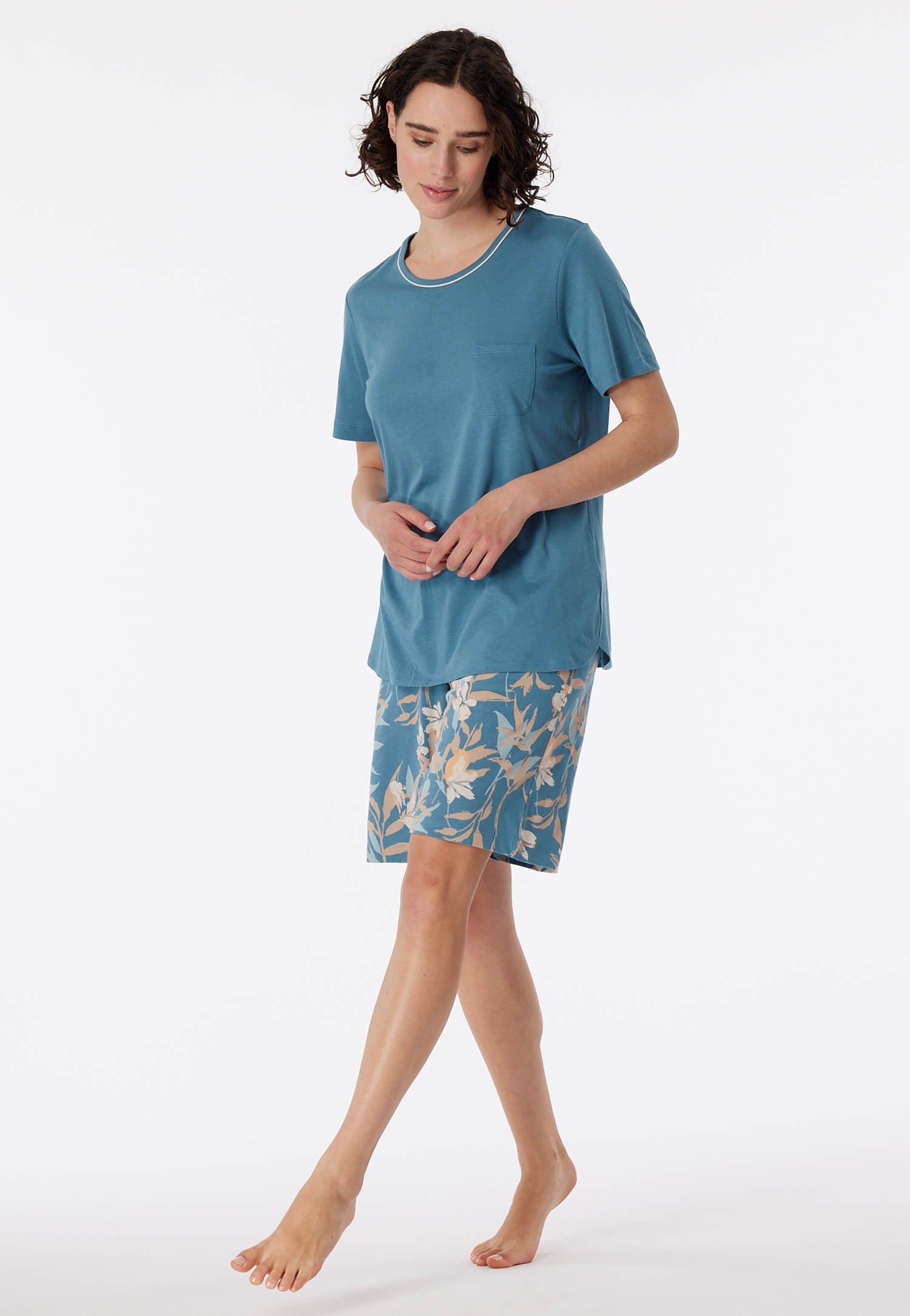 Schlafanzug kurz blaugrau - Comfort Nightwear 38 von Schiesser