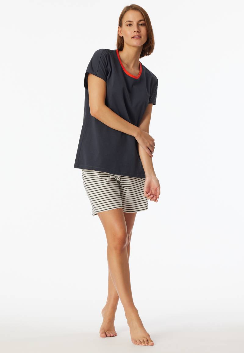 Schlafanzug kurz graphit - Casual Essentials 42 von Schiesser