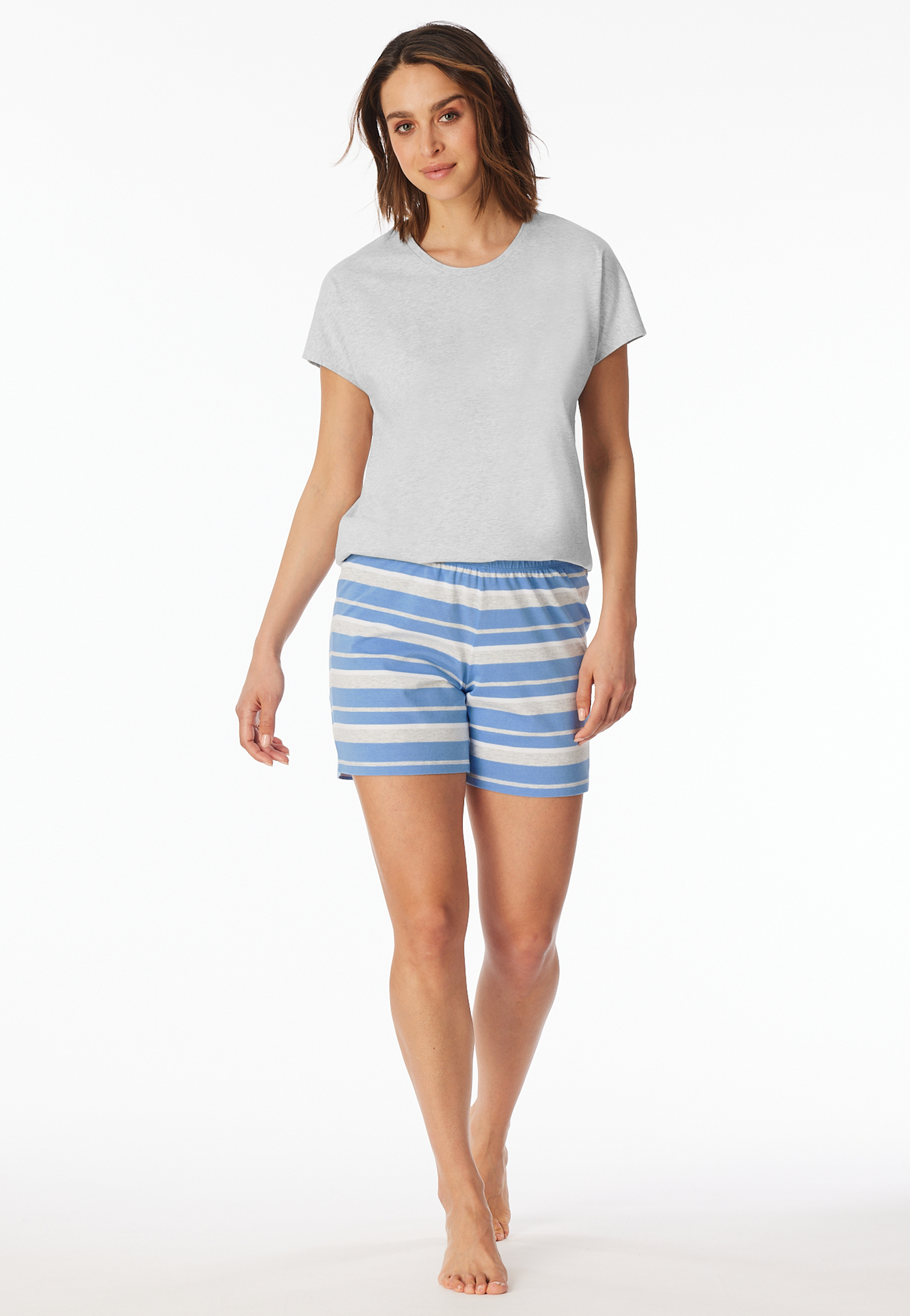 Schlafanzug kurz hellblau - Casual Essentials 48 von Schiesser