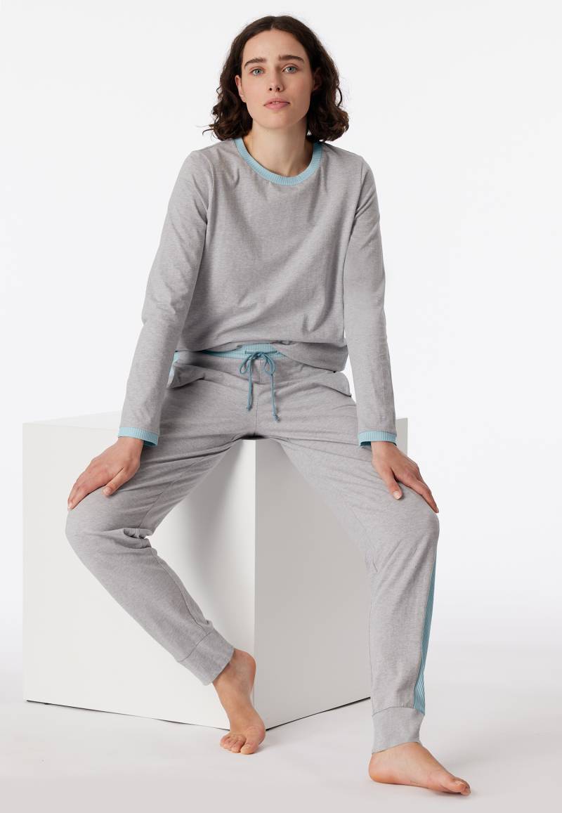 Schlafanzug lang Bio-Baumwolle dunkelgrau-meliert - Casual Nightwear 36 von Schiesser