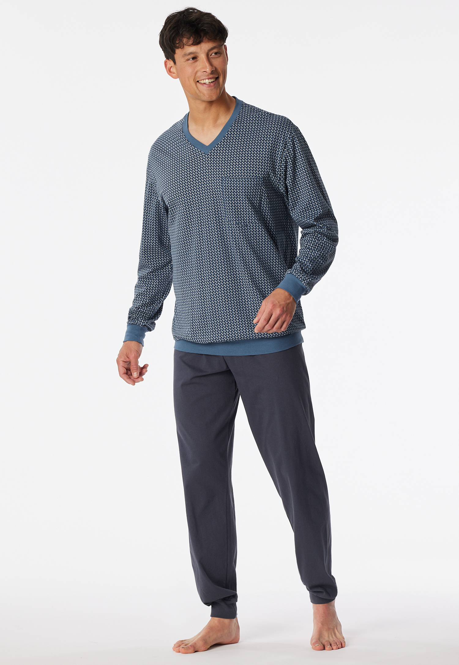 Schlafanzug lang Bündchen Karos graphit - Comfort Nightwear 50 Schlafanzug lang Bündchen Karos graphit - Comfort Nightwear 50 von Schiesser