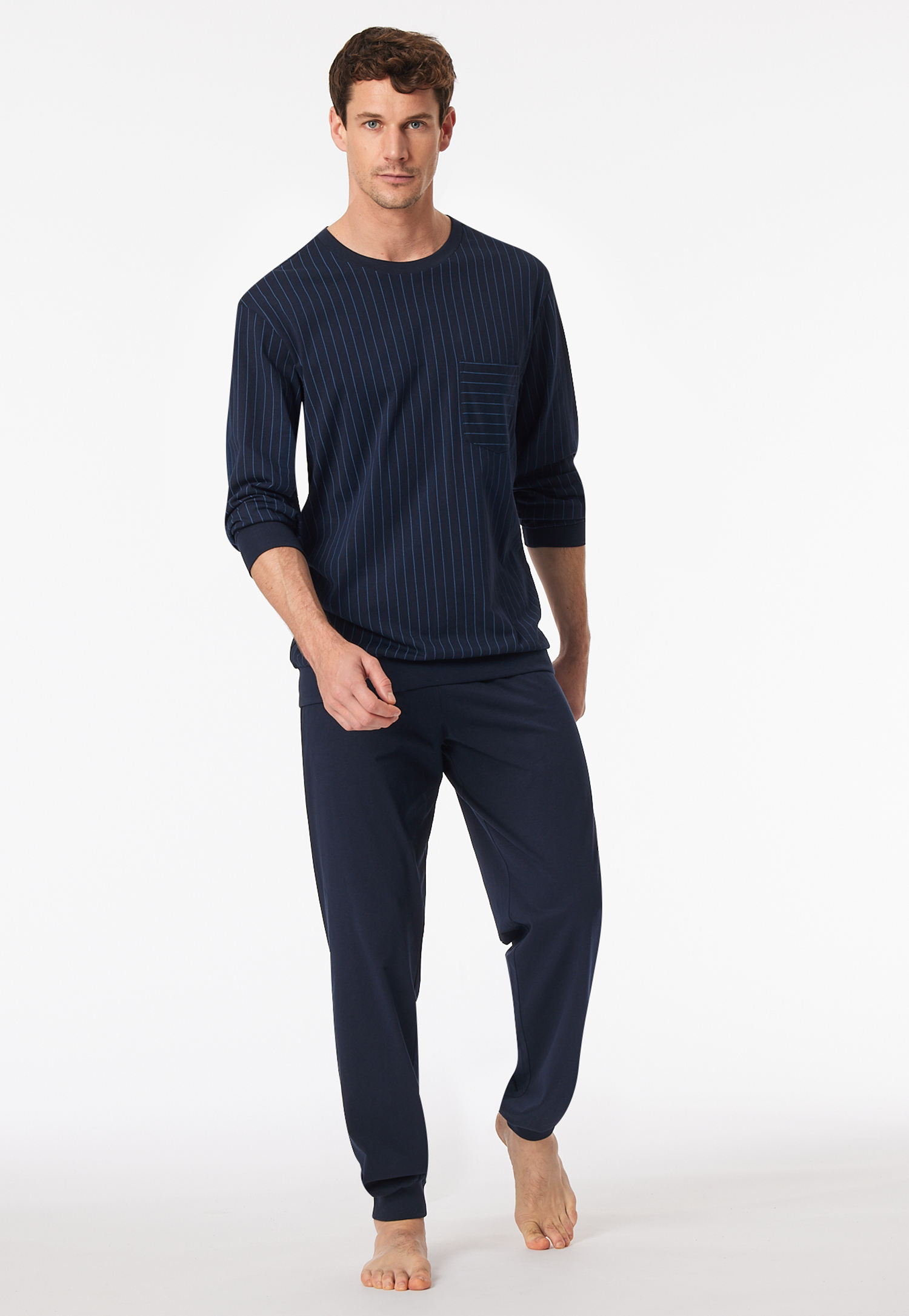 Schlafanzug lang Bündchen Streifen dunkelblau - Comfort Essentials 106 Schlafanzug lang Bündchen Streifen dunkelblau - Comfort Essentials 106 von Schiesser