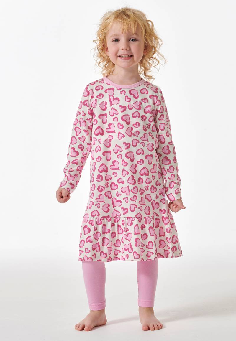 Schlafanzug lang Organic Cotton Volant Leggings Herzen rosé - Girls World 92 von Schiesser