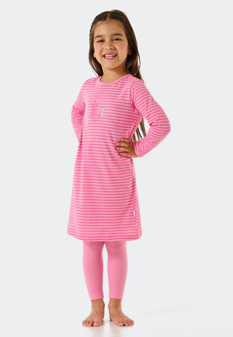 Schlafanzug lang Streifen Pferd rosa - Original Classics 140 von Schiesser