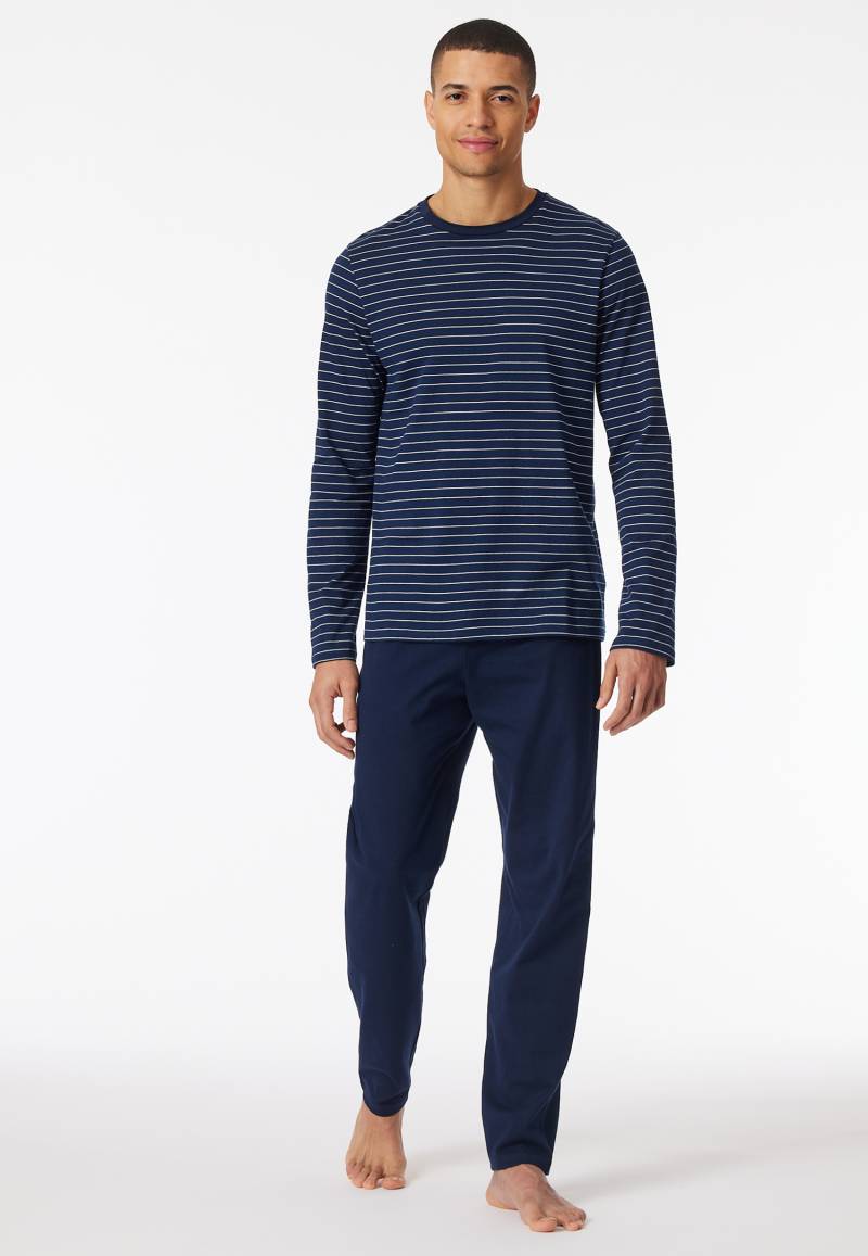Schlafanzug lang Streifen admiral - Casual Essentials 98 von Schiesser