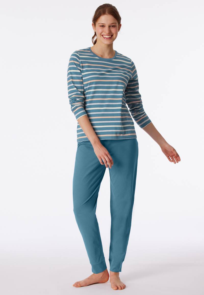 Schlafanzug lang blaugrau - Casual Essentials 42 von Schiesser
