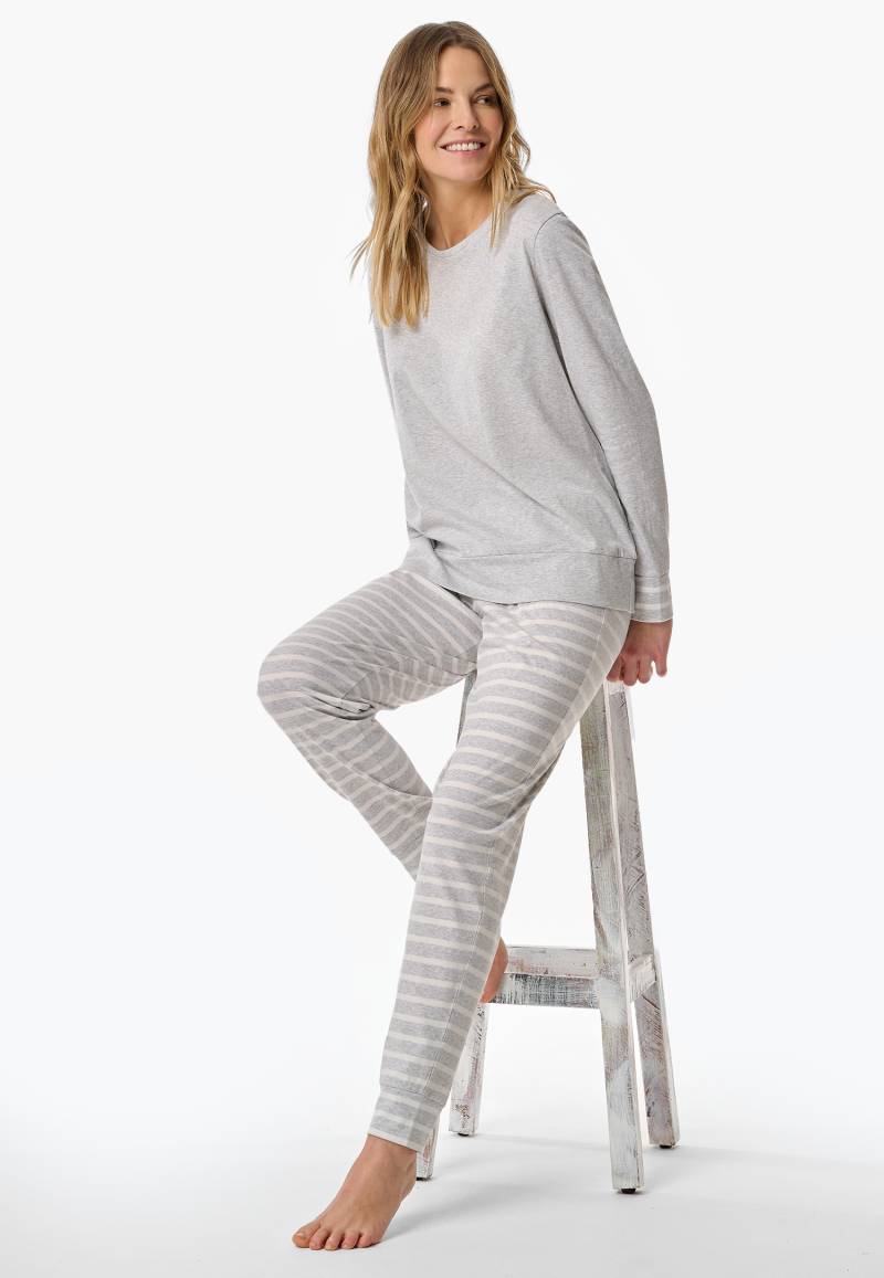 Schlafanzug lang silbergrau meliert - Casual Essentials 40 von Schiesser
