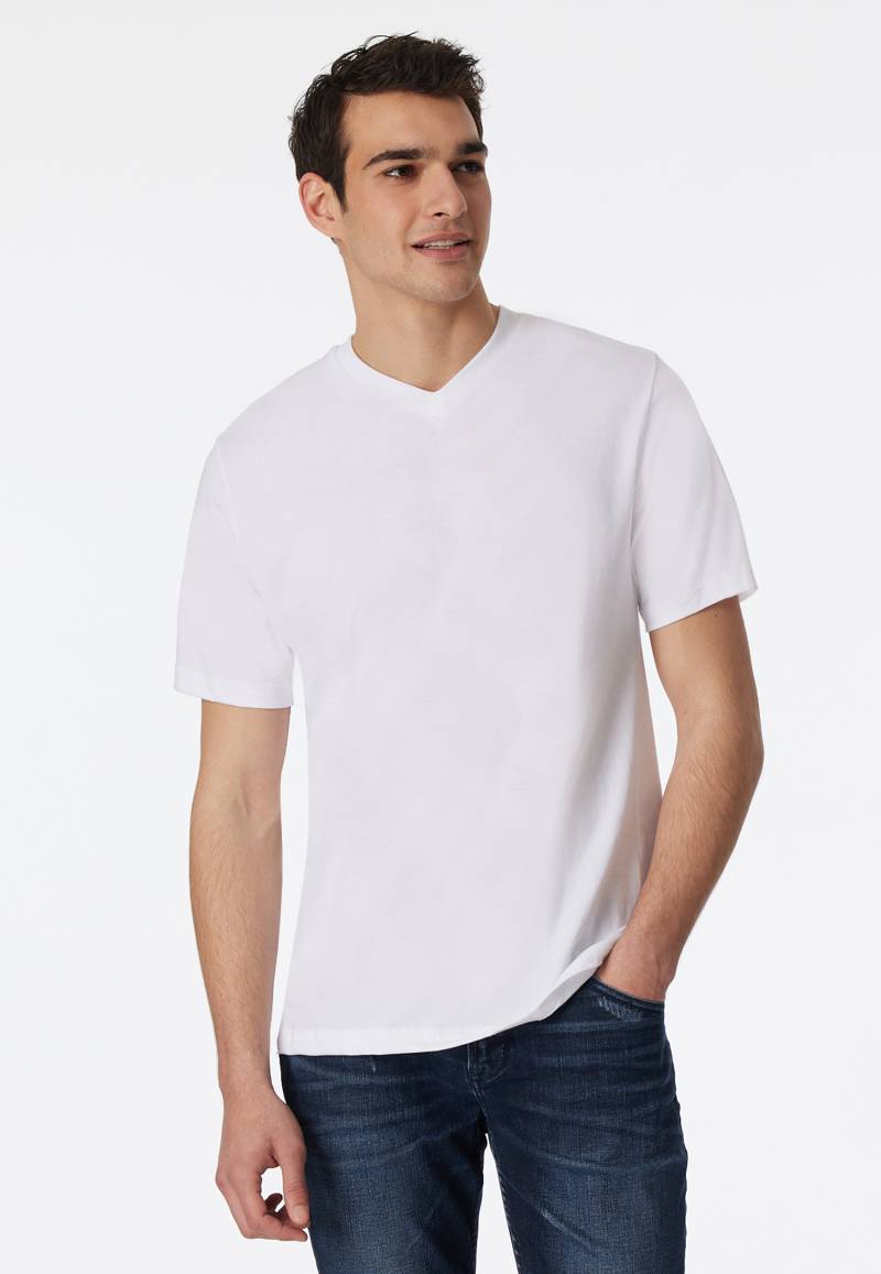 Shirt kurzarm Jersey 2er-Pack V-Ausschnitt weiß - American T-Shirt S von Schiesser