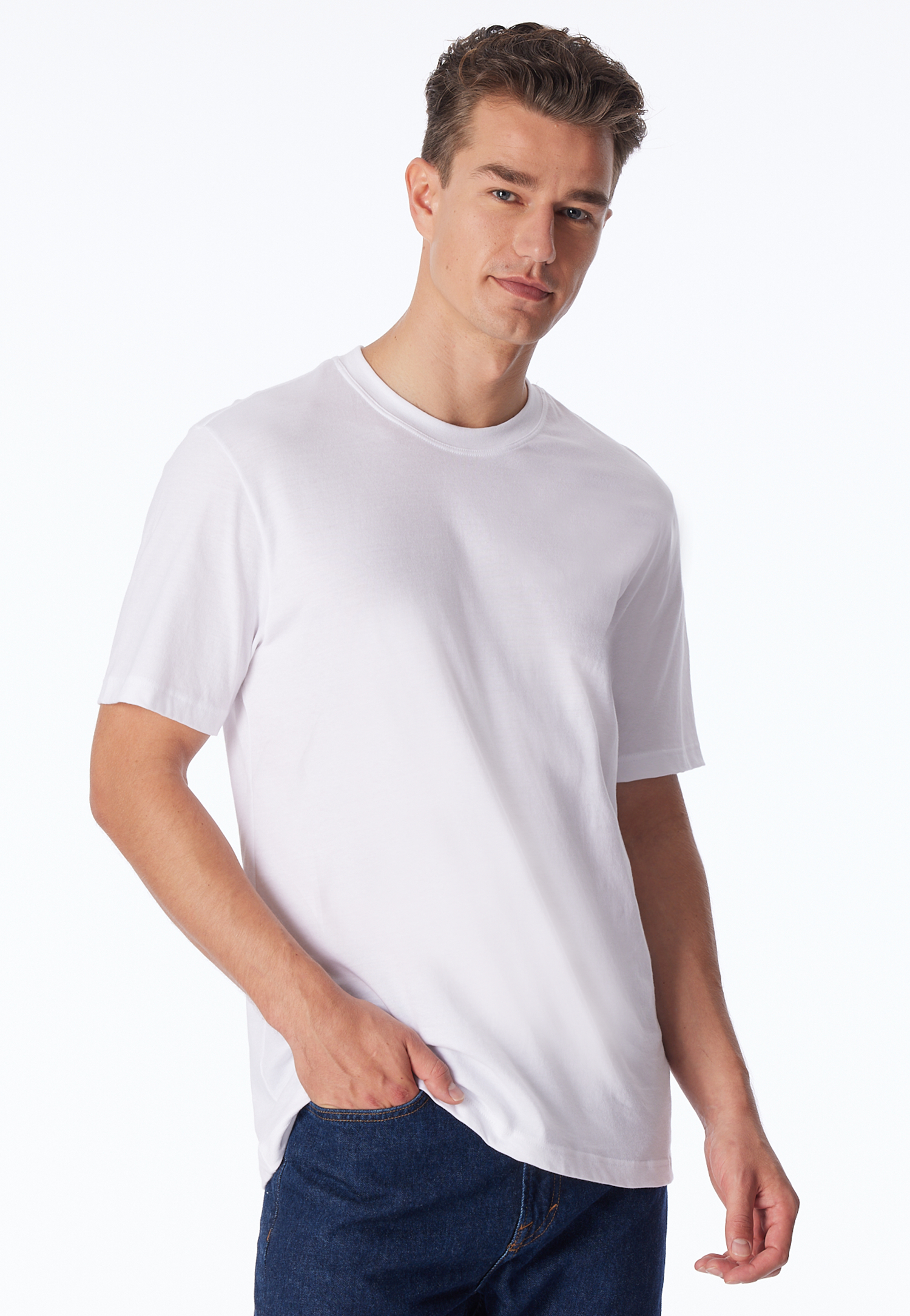 Shirt kurzarm Jersey 2er-Pack rundhals weiß - American T-Shirt 3XL von Schiesser