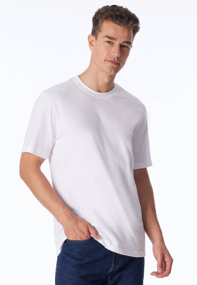 Shirt kurzarm Jersey 2er-Pack rundhals weiß - American T-Shirt M von Schiesser