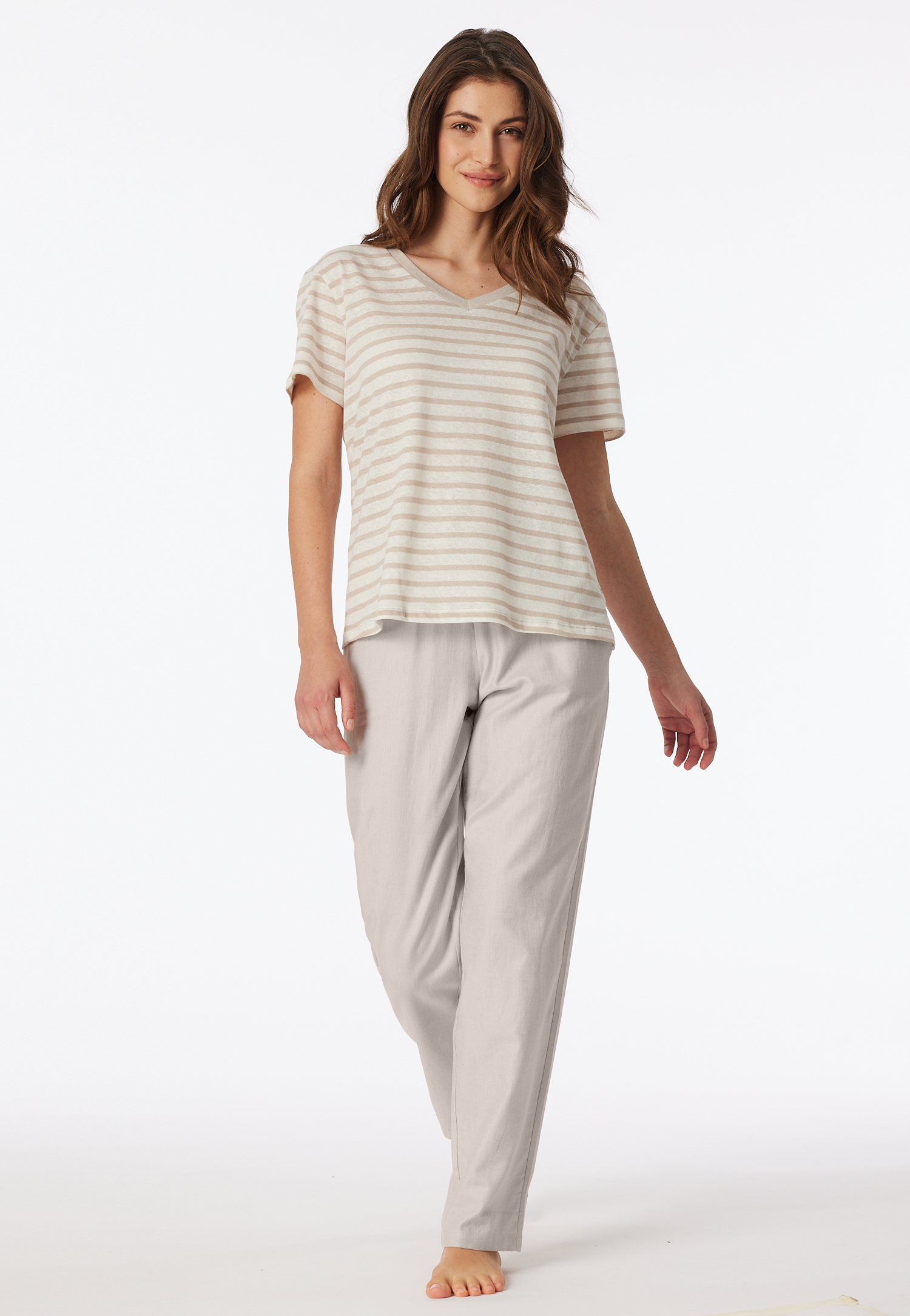 Shirt kurzarm Leinen Biobaumwolle Streifen off-white - Mix+Relax 46 Shirt kurzarm Leinen Biobaumwolle Streifen off-white - Mix+Relax 46 von Schiesser