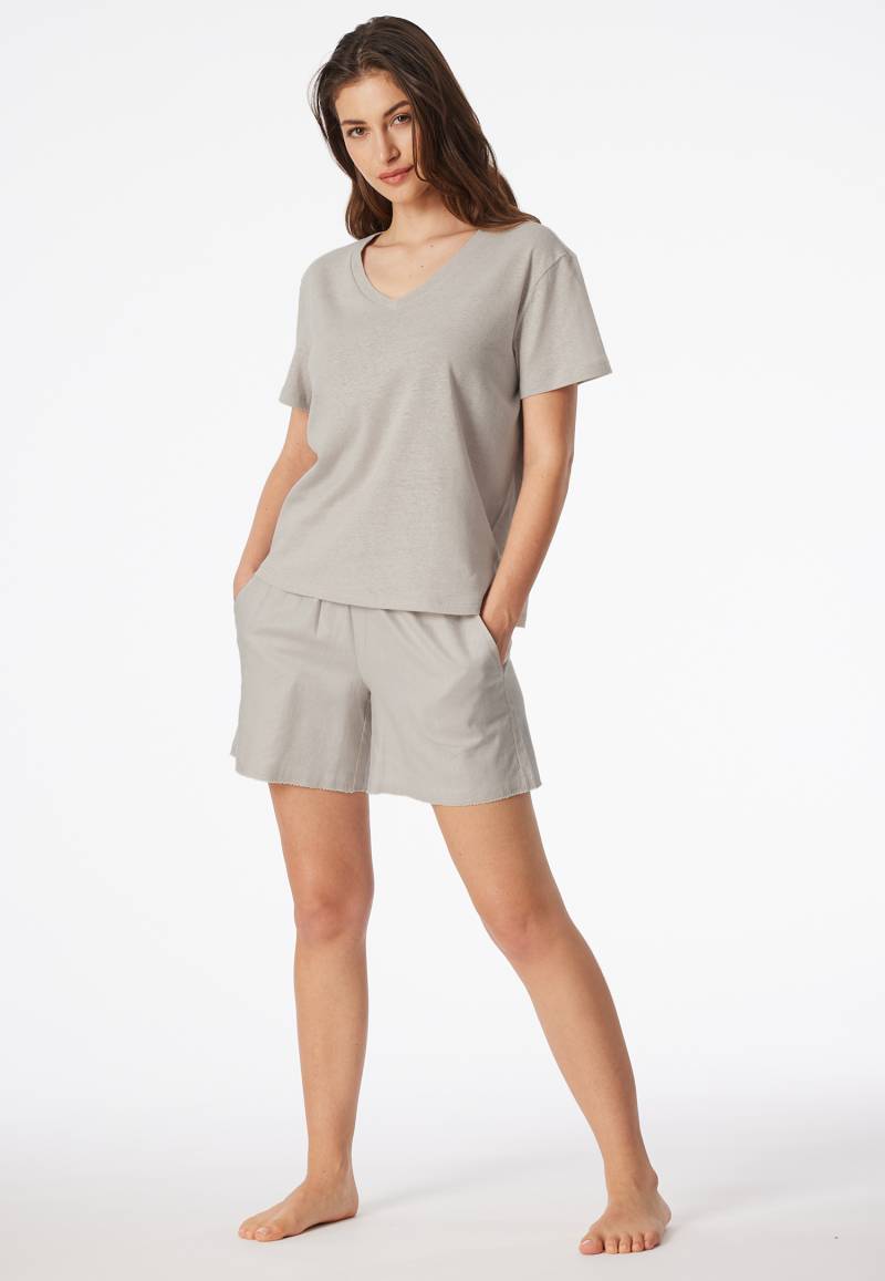 Shirt kurzarm Leinen Biobaumwolle grau-jaspe- Mix+Relax 38 von Schiesser