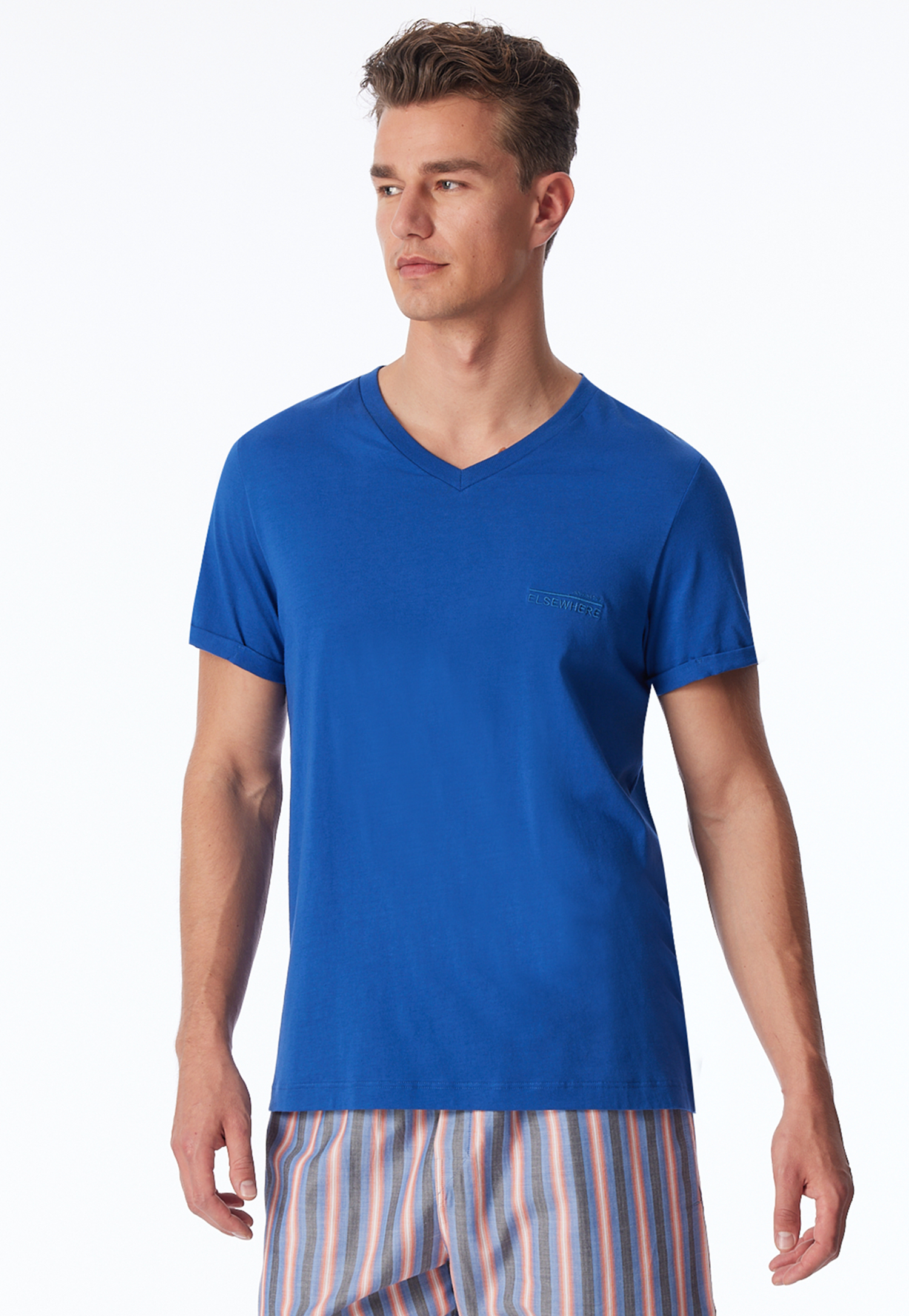 Shirt kurzarm Organic Cotton V-Ausschnitt indigo - Mix+Relax 52 von Schiesser