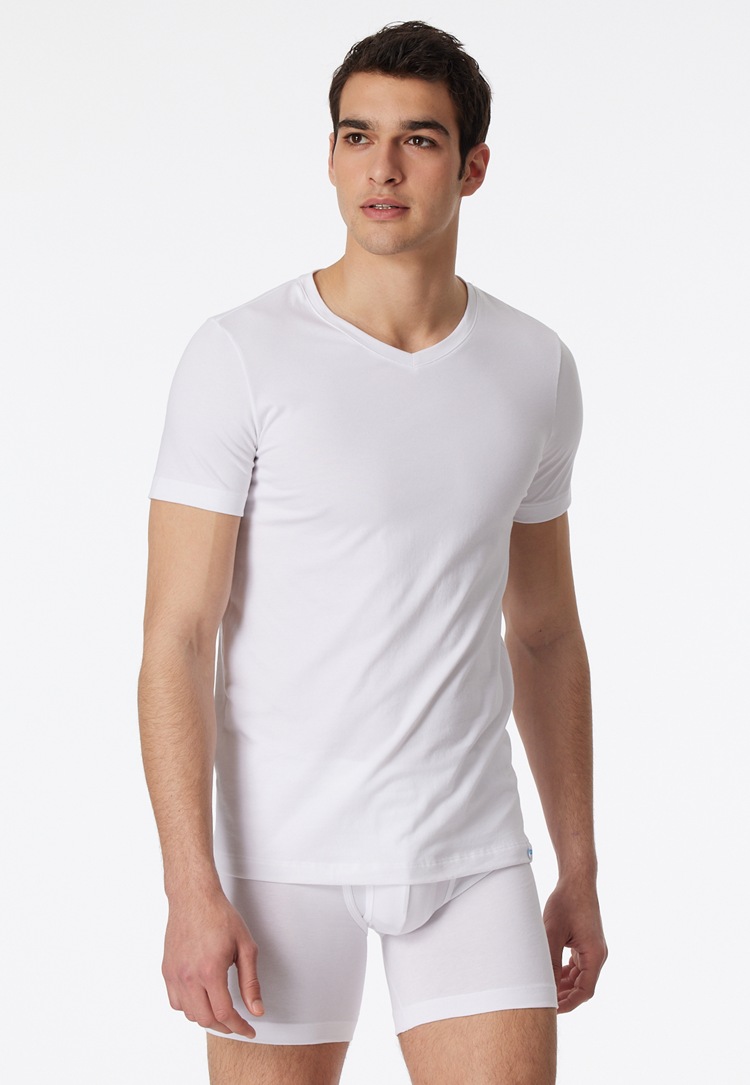 Shirt kurzarm V-Ausschnitt weiß - Long Life Cotton 4 von Schiesser