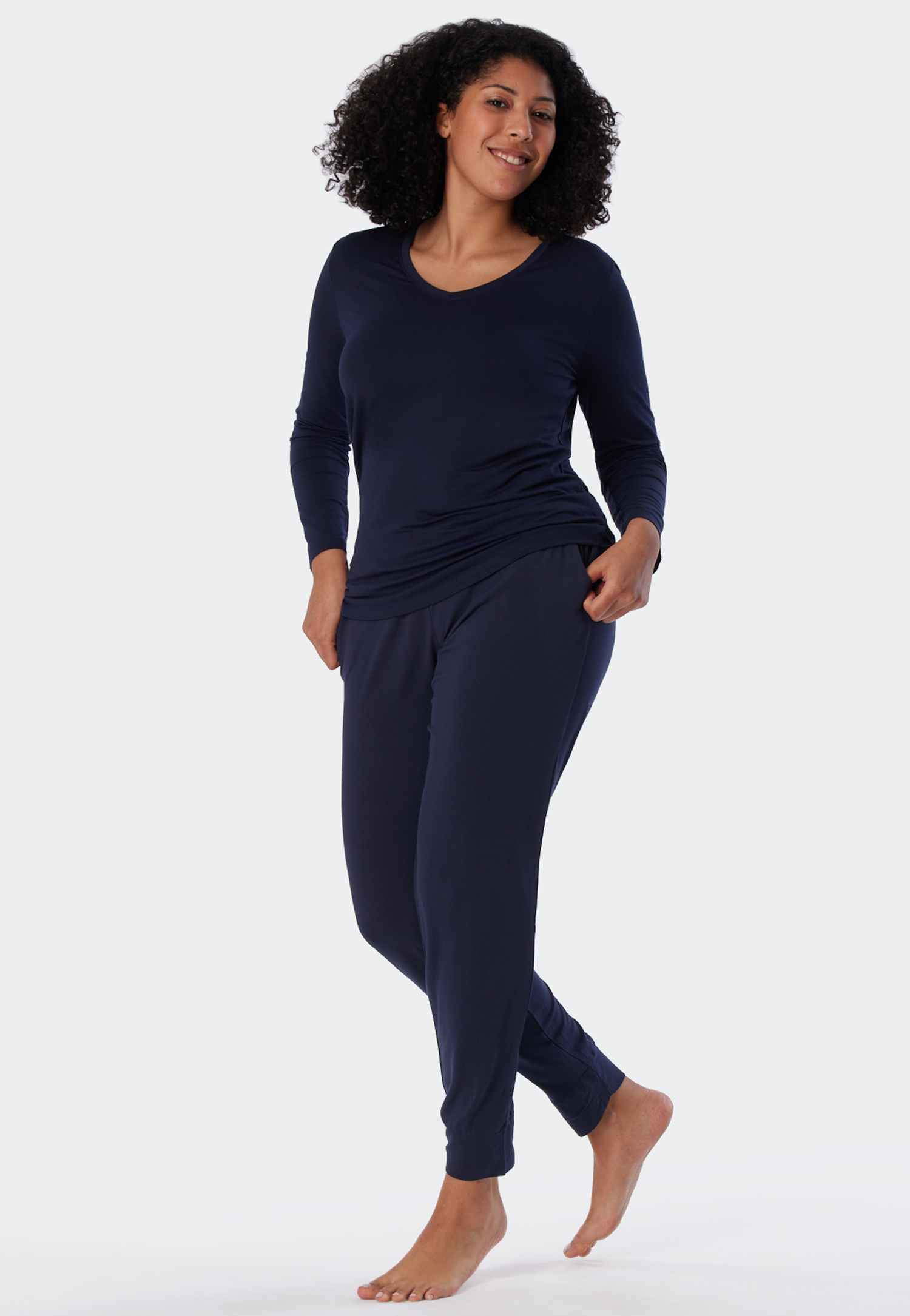 Shirt langarm Modal V-Ausschnitt blau - Mix+Relax 38 Shirt langarm Modal V-Ausschnitt blau - Mix+Relax 38 von Schiesser