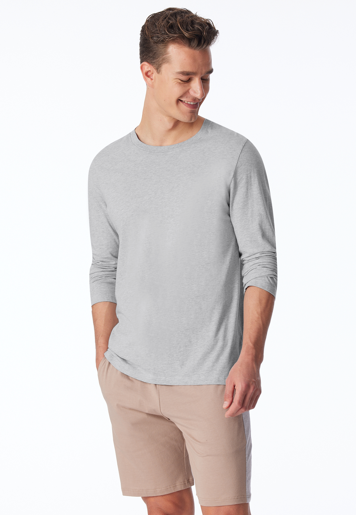 Shirt langarm Organic Cotton grau-meliert - Mix+Relax 54 von Schiesser