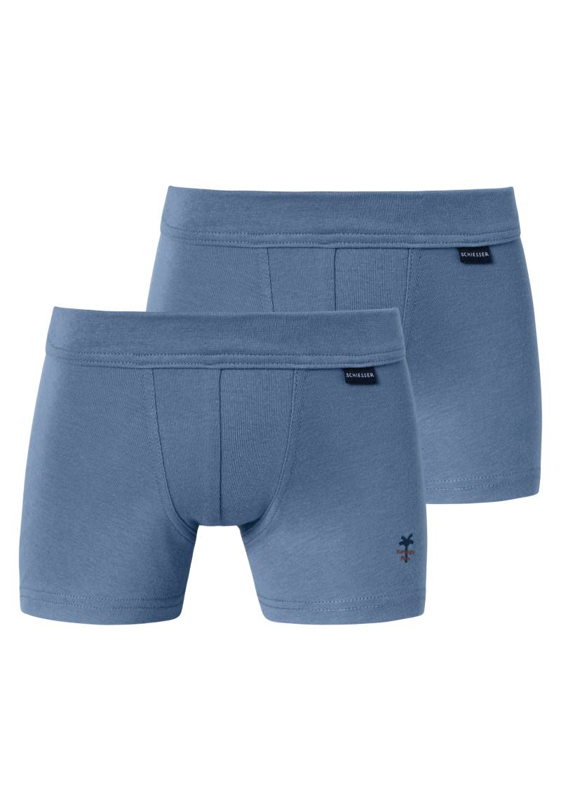 Shorts 2er-Pack jeansblau - Fine Rib 140 von Schiesser
