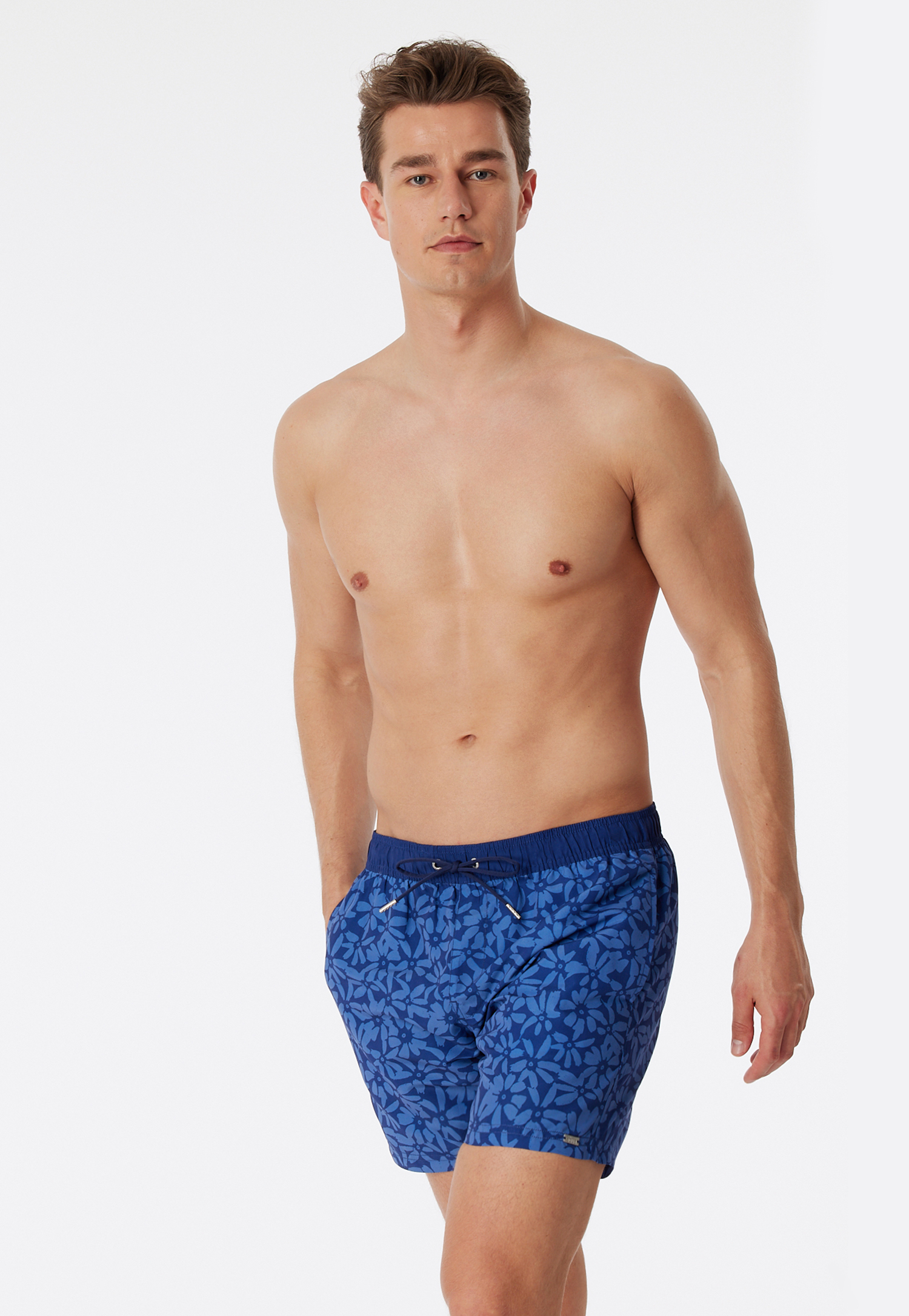 Badeshorts Webware Blumen gemustert navy - Casual Swim 4 von Schiesser