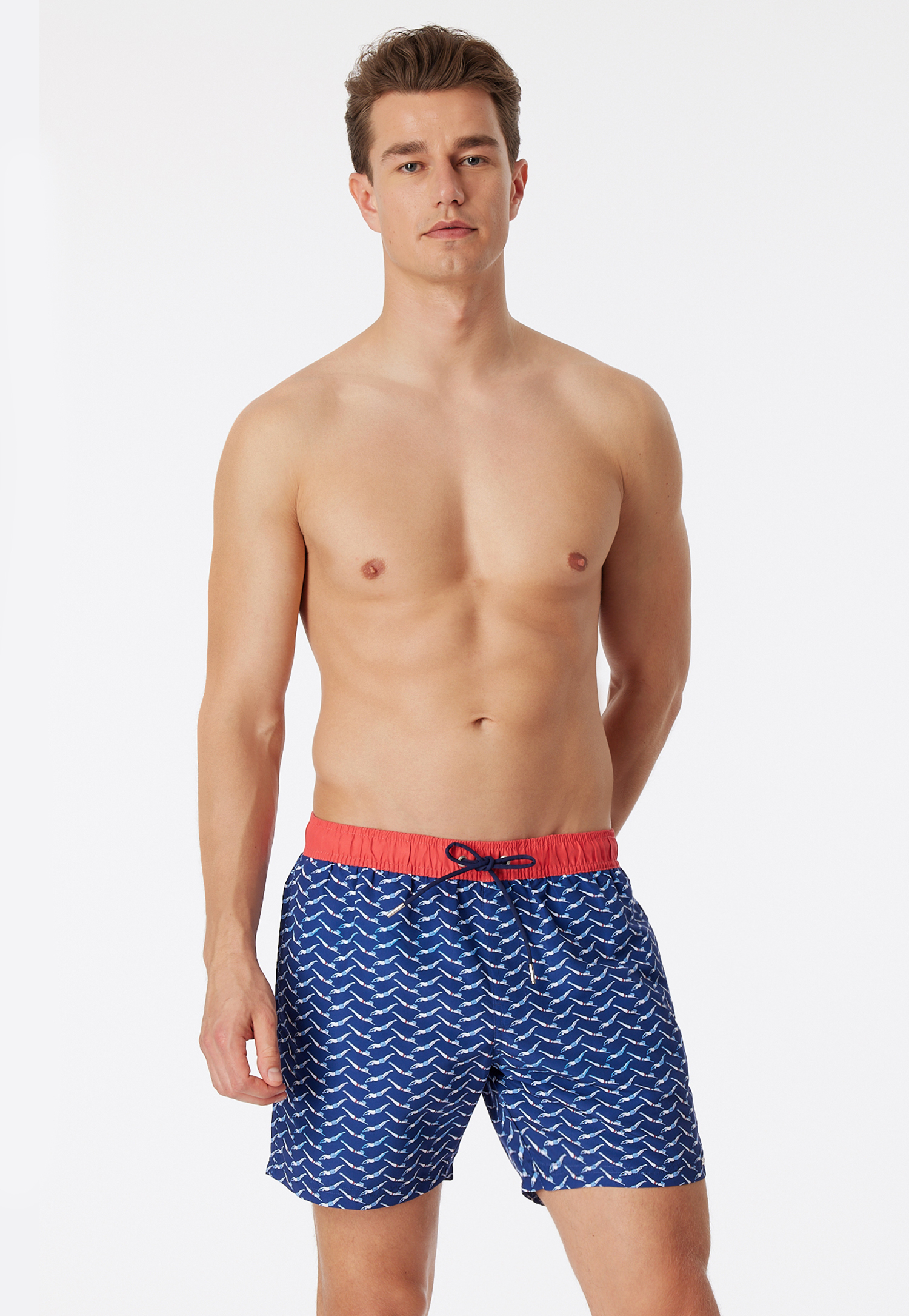 Badeshorts Webware Schwimmer gemustert rot - Casual Swim 5 von Schiesser