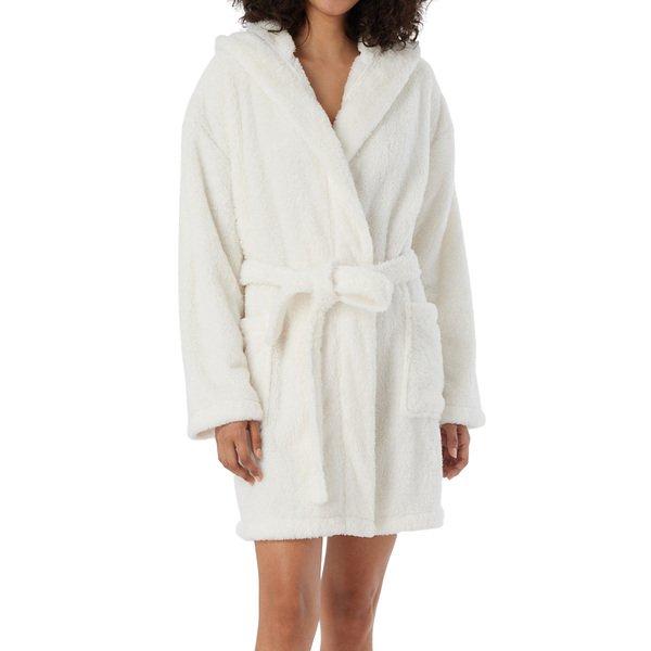 Teddy Fleece - Morgenmantel Bademantel Damen Offwhite L von Schiesser