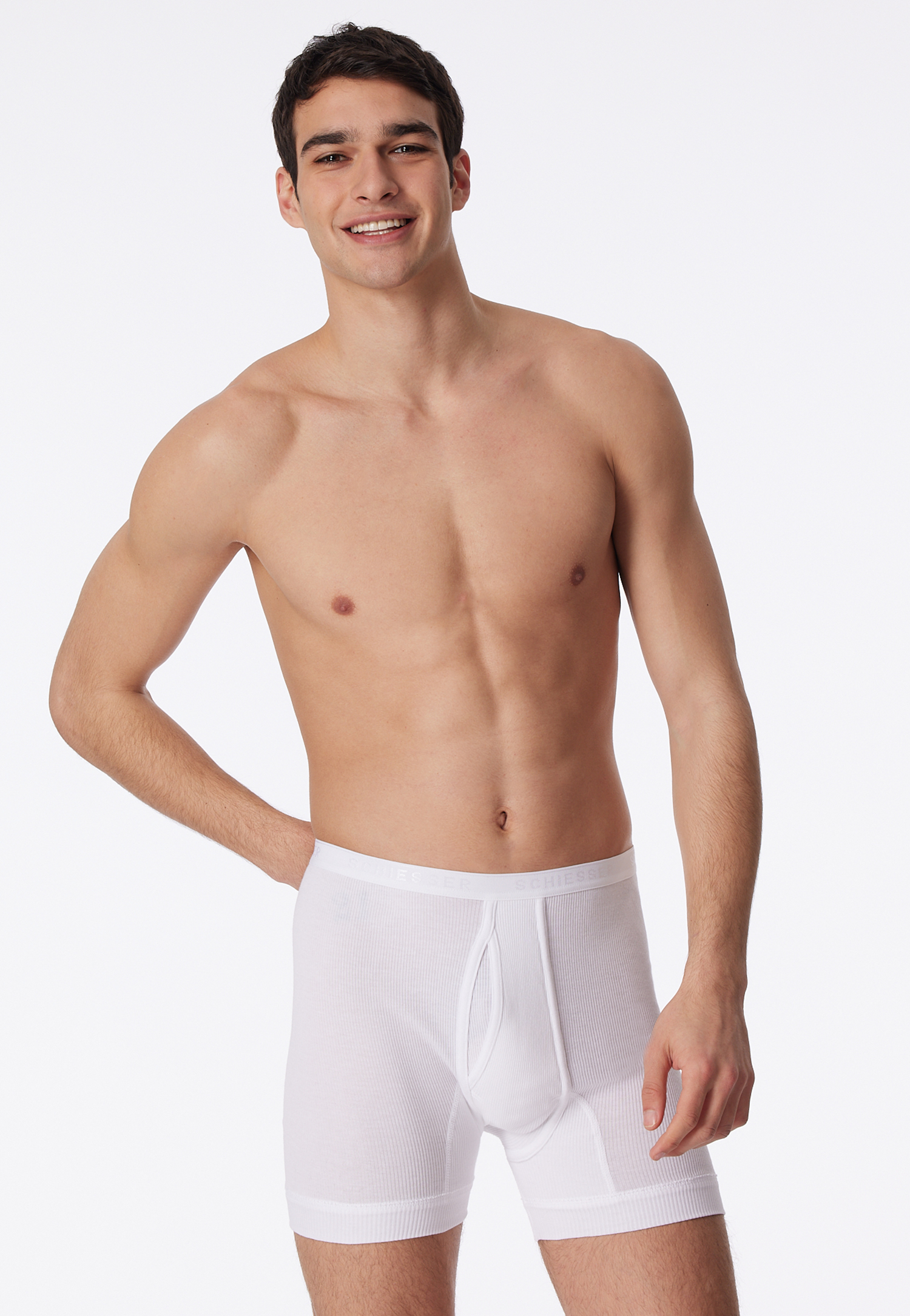 Unterhose kurz mit Eingriff Doppelripp weiß - Original Classics 8 von Schiesser