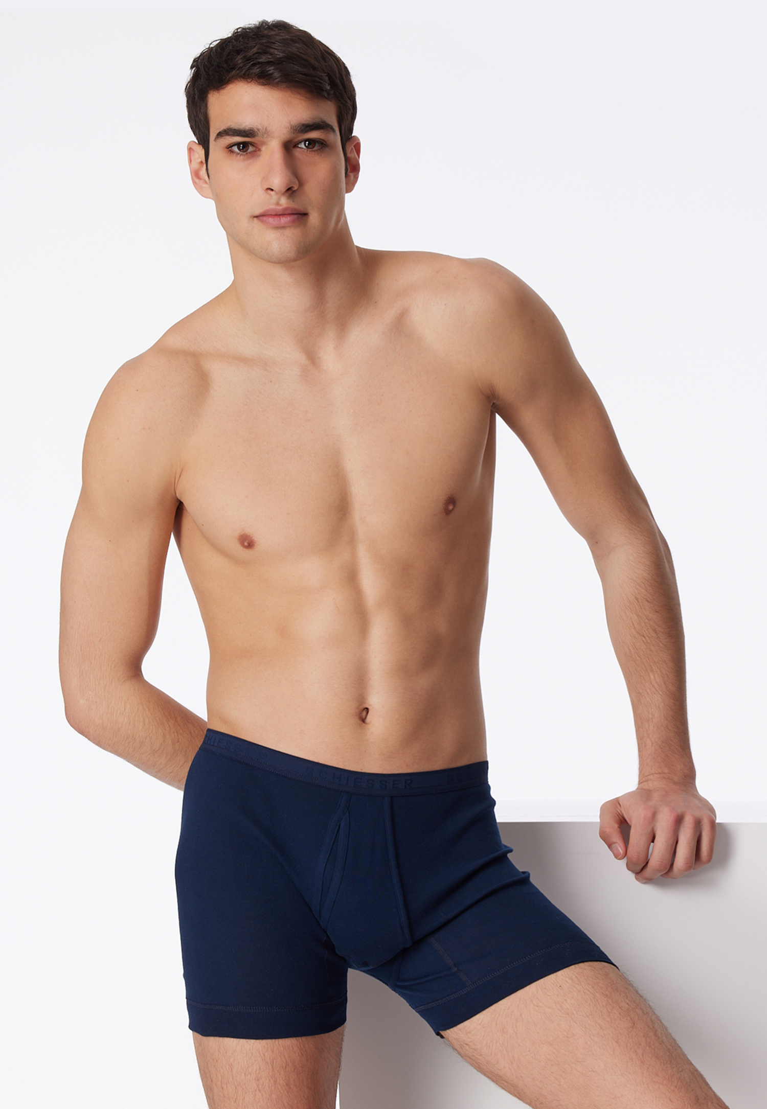 Unterhose kurz mit Eingriff Feinripp navy - Original Feinripp 10 von Schiesser