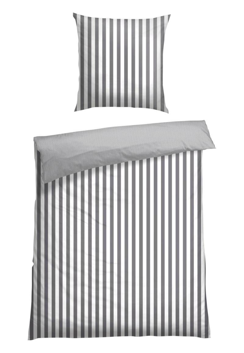 Wende-Bettwäsche 2-teilig Renforcé grau gestreift - SCHIESSER Home 160*210 von Schiesser