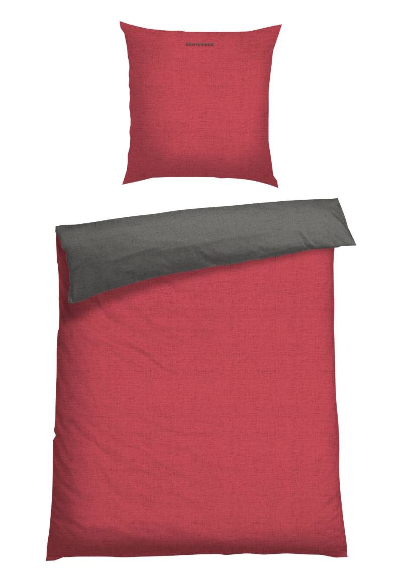 Wende-Bettwäsche 2-teilig Renforcé rot-anthrazit - SCHIESSER Home 155*220 von Schiesser