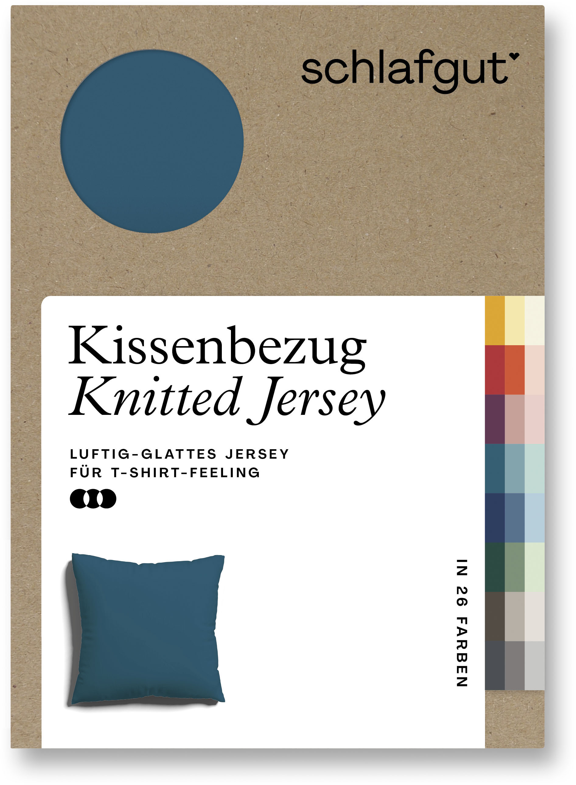 Schlafgut Kissenbezug »Knitted Jersey aus Bio-Baumwolle mit Elasthan, bügelfrei,«, (1 St.), besonders fein gestrickt, Kissenhülle mit farbigem Reissverschluss von Schlafgut