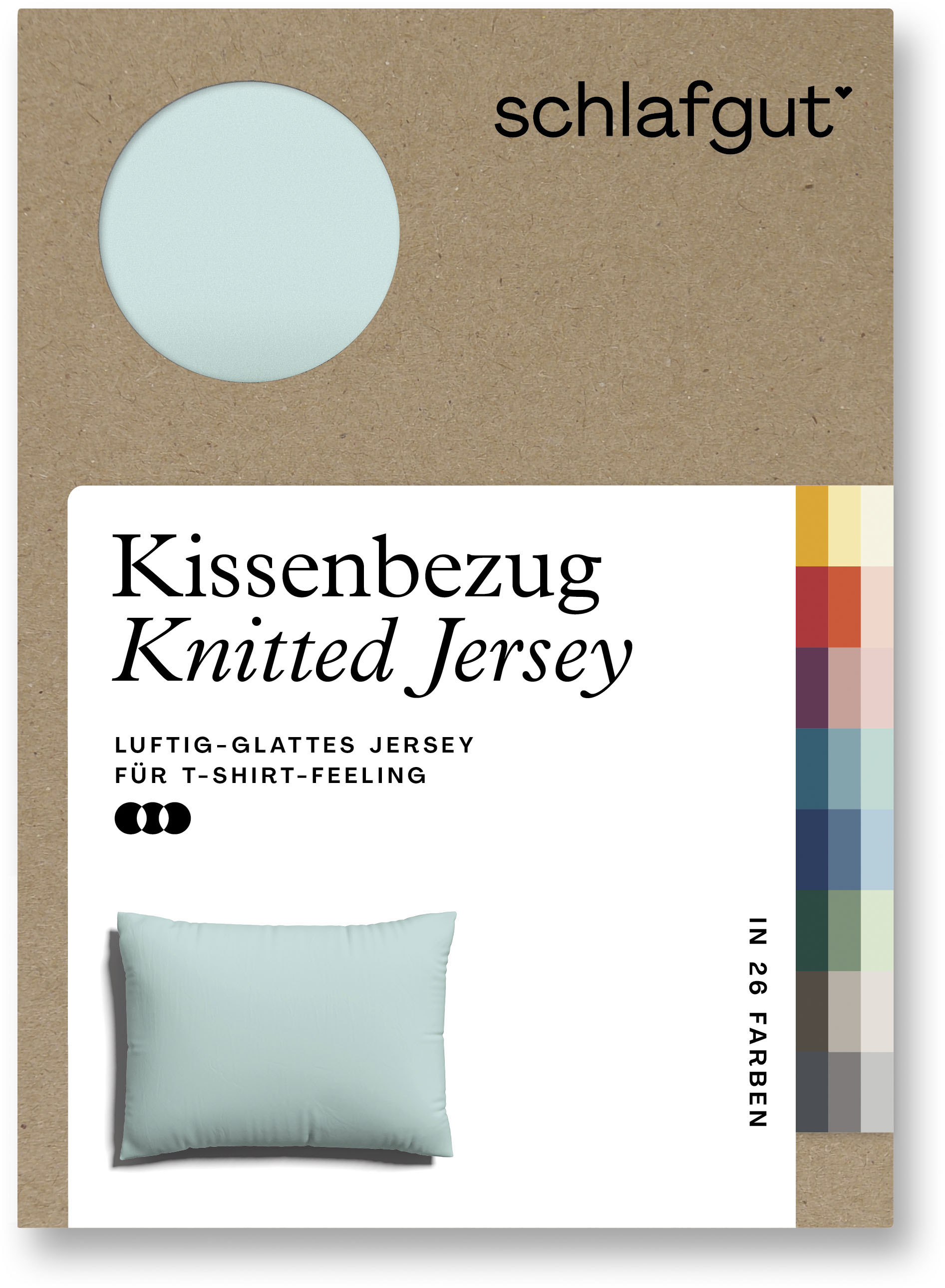 Schlafgut Kissenbezug »Knitted Jersey aus Bio-Baumwolle mit Elasthan, bügelfrei,«, (1 St.), besonders fein gestrickt, Kissenhülle mit farbigem Reissverschluss von Schlafgut