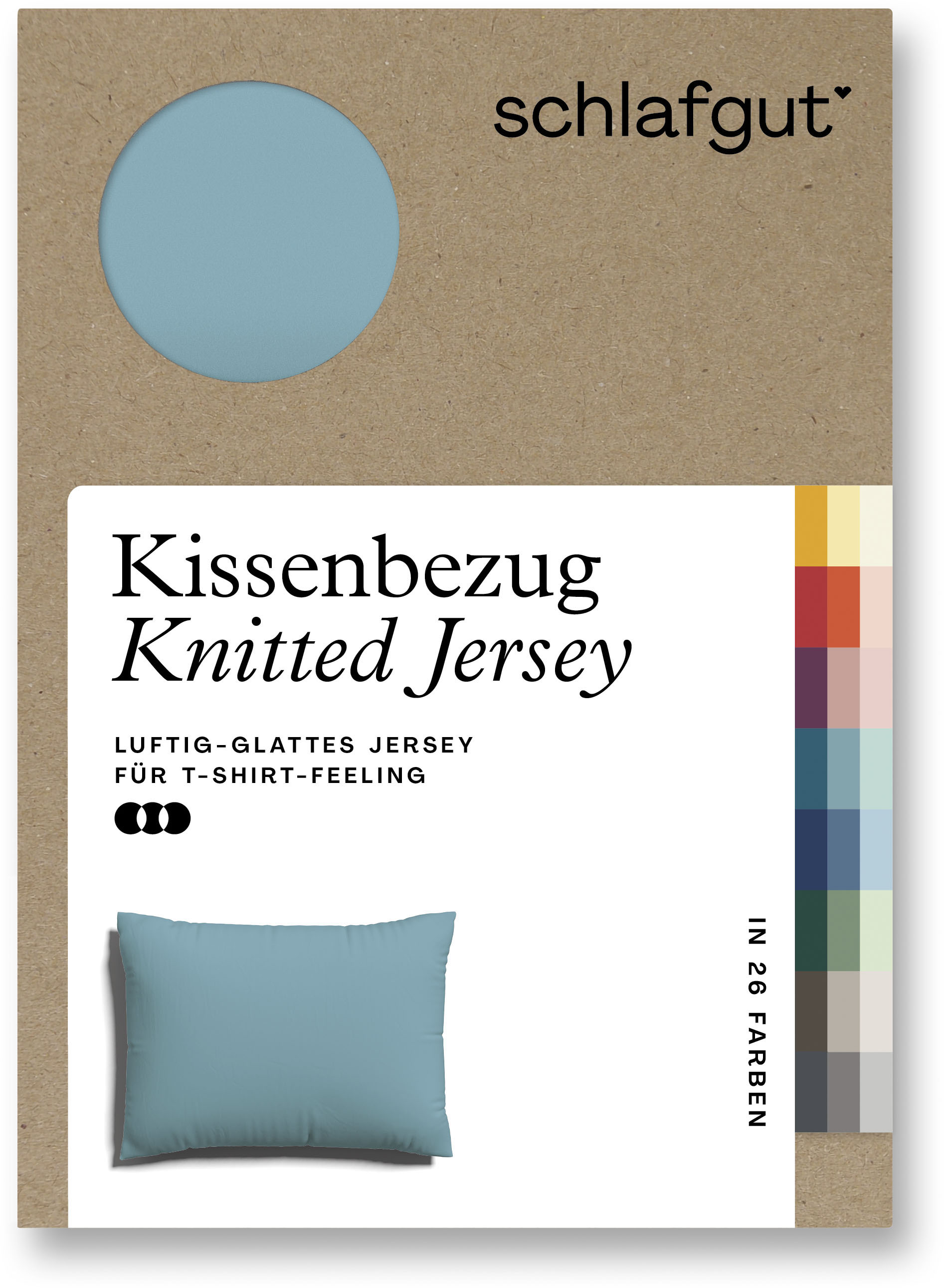 Schlafgut Kissenbezug »Knitted Jersey aus Bio-Baumwolle mit Elasthan, bügelfrei,«, (1 St.), besonders fein gestrickt, Kissenhülle mit farbigem Reissverschluss von Schlafgut